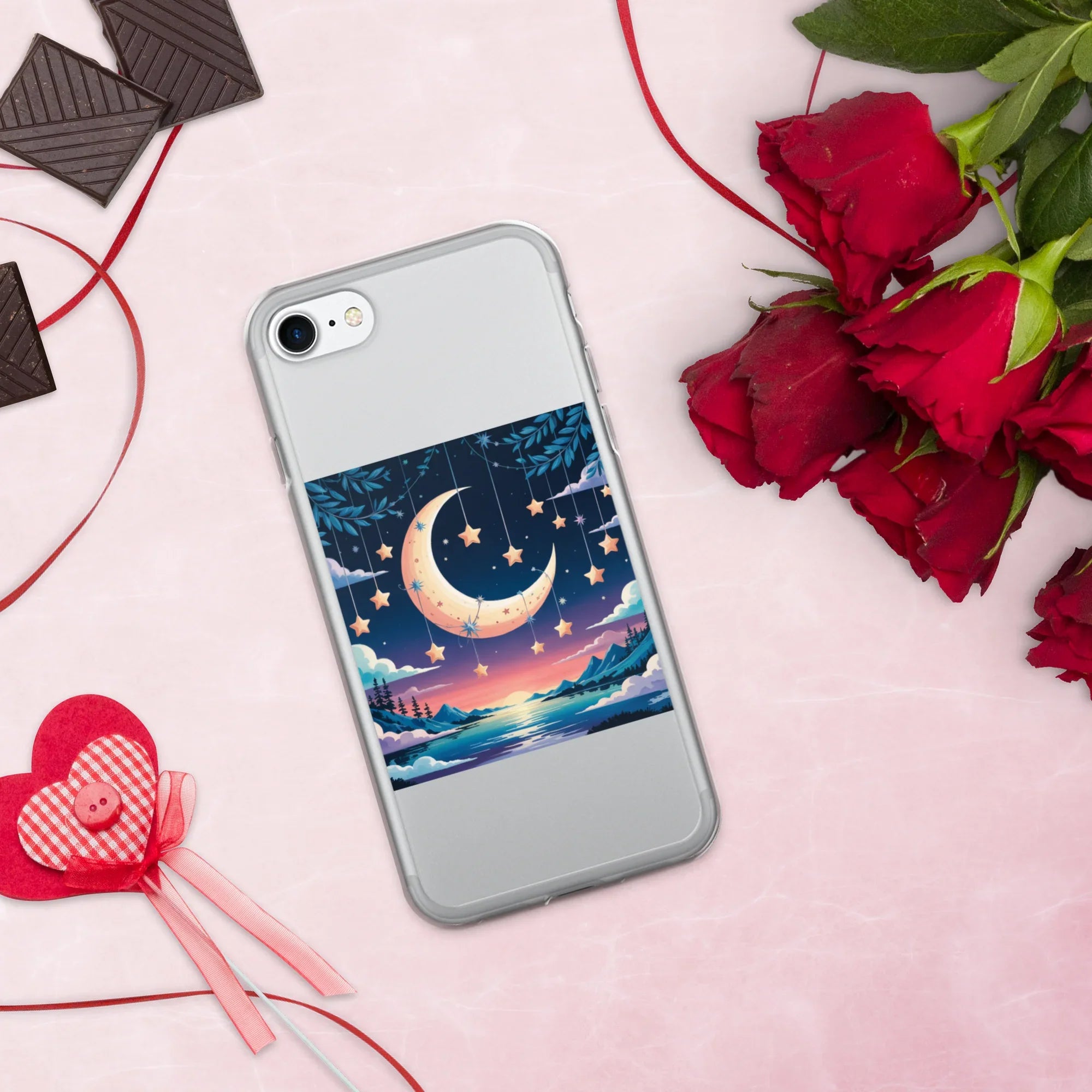 Celestial Moon & Stars Phone Case – Dreamy Night Sky with Crescent Moon | Fantasy Twilight Aesthetic - RaZits
