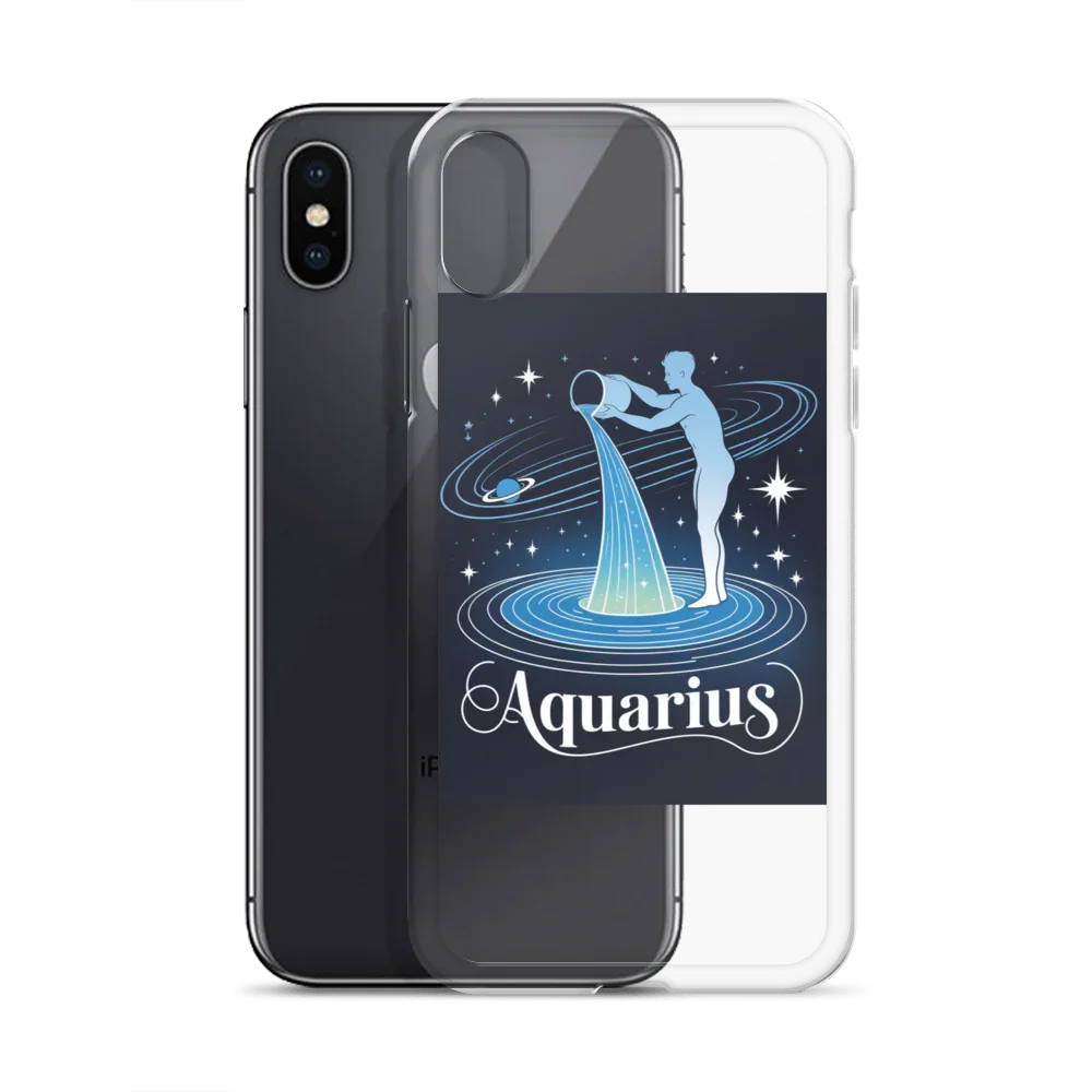 Aquarius iPhone Case – Cosmic Waterbearer & Saturn Ring - RaZits