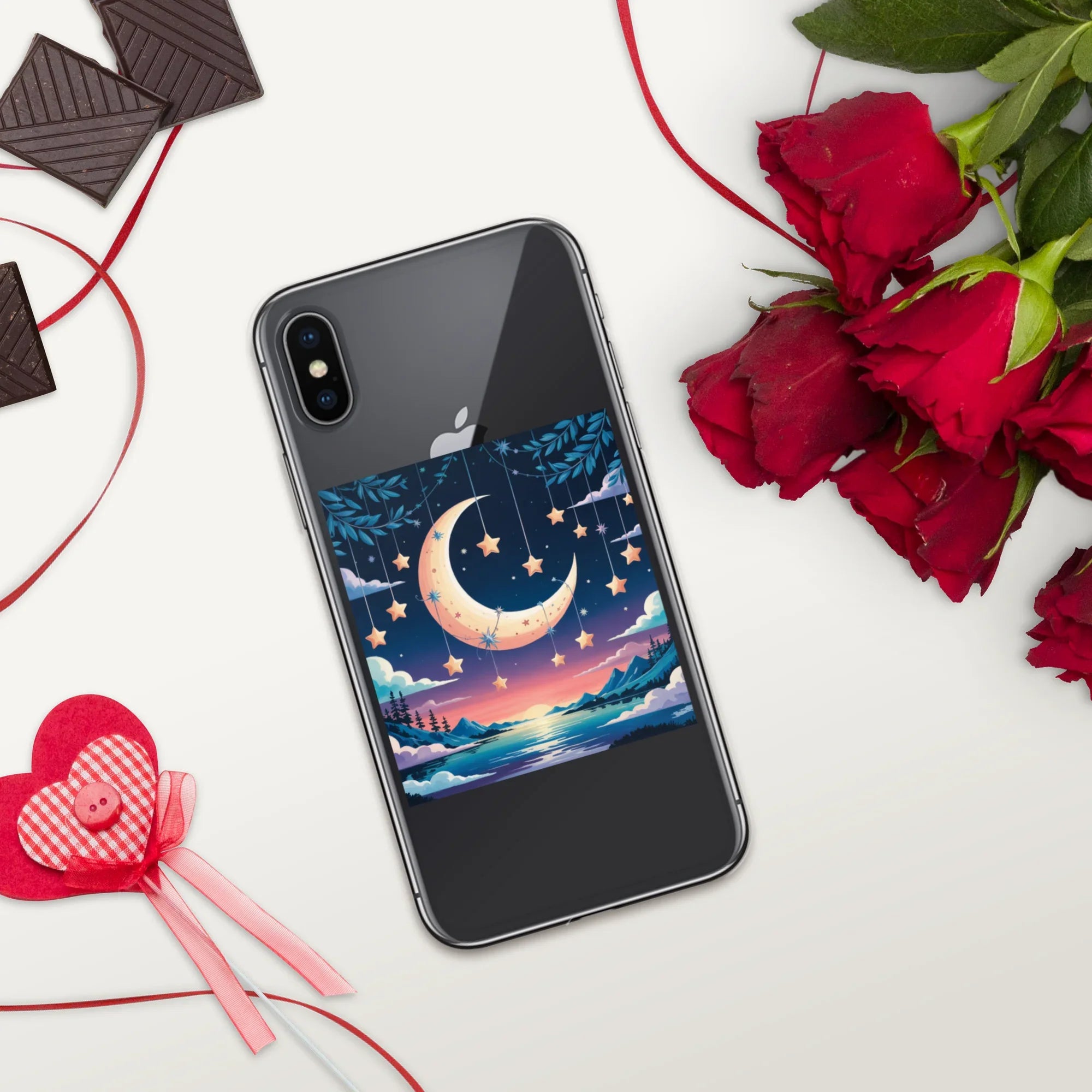 Celestial Moon & Stars Phone Case – Dreamy Night Sky with Crescent Moon | Fantasy Twilight Aesthetic - RaZits