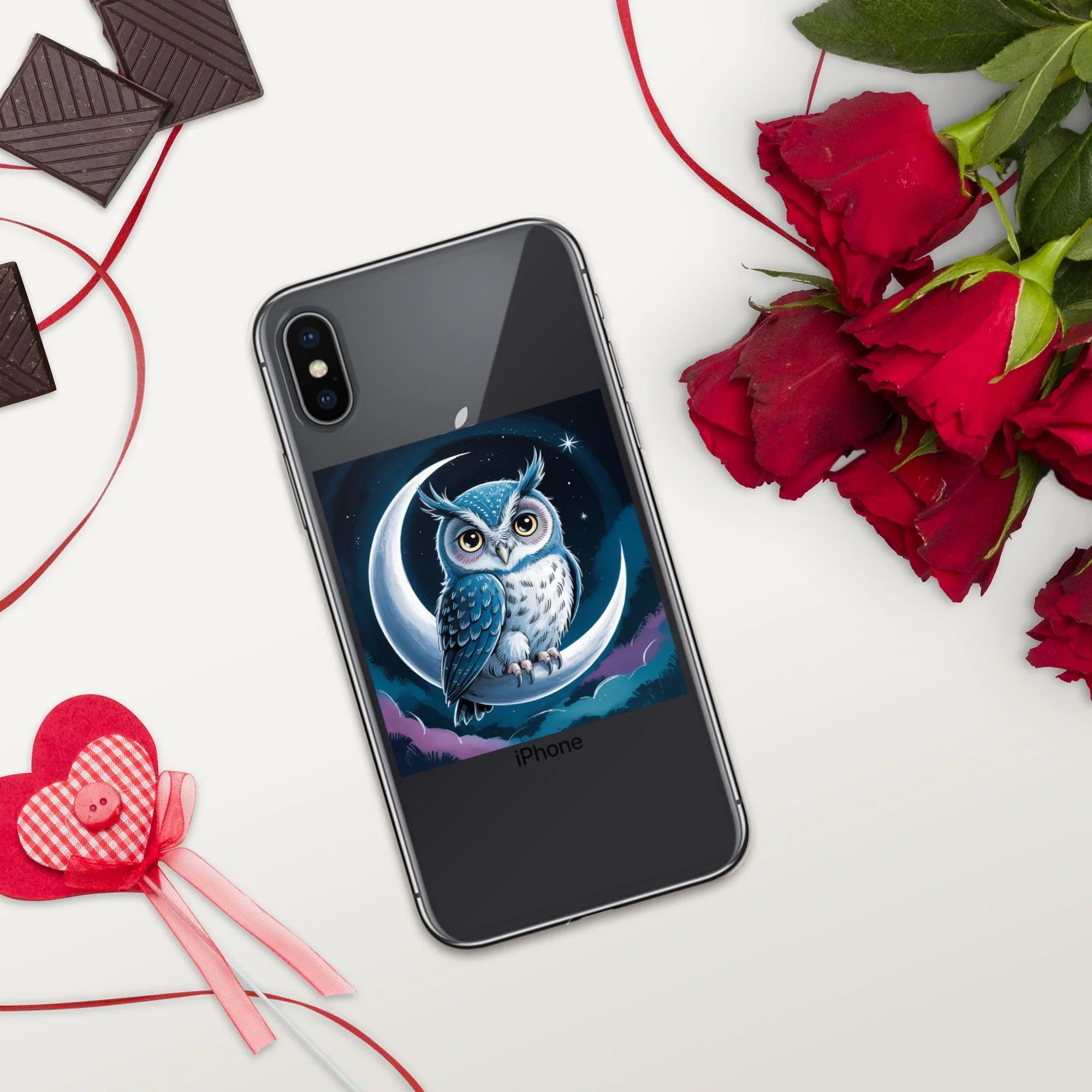 Owl on Crescent Moon Phone Case – Celestial Night Sky Design | Fantasy Animal & Starry Aesthetic - RaZits