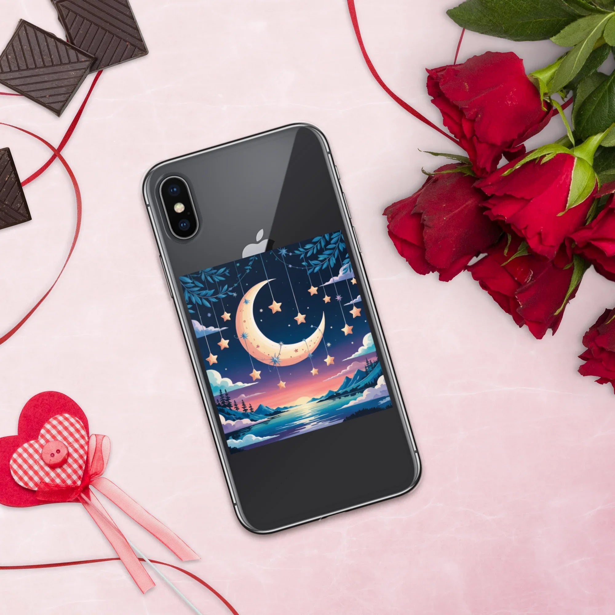 Celestial Moon & Stars Phone Case – Dreamy Night Sky with Crescent Moon | Fantasy Twilight Aesthetic - RaZits