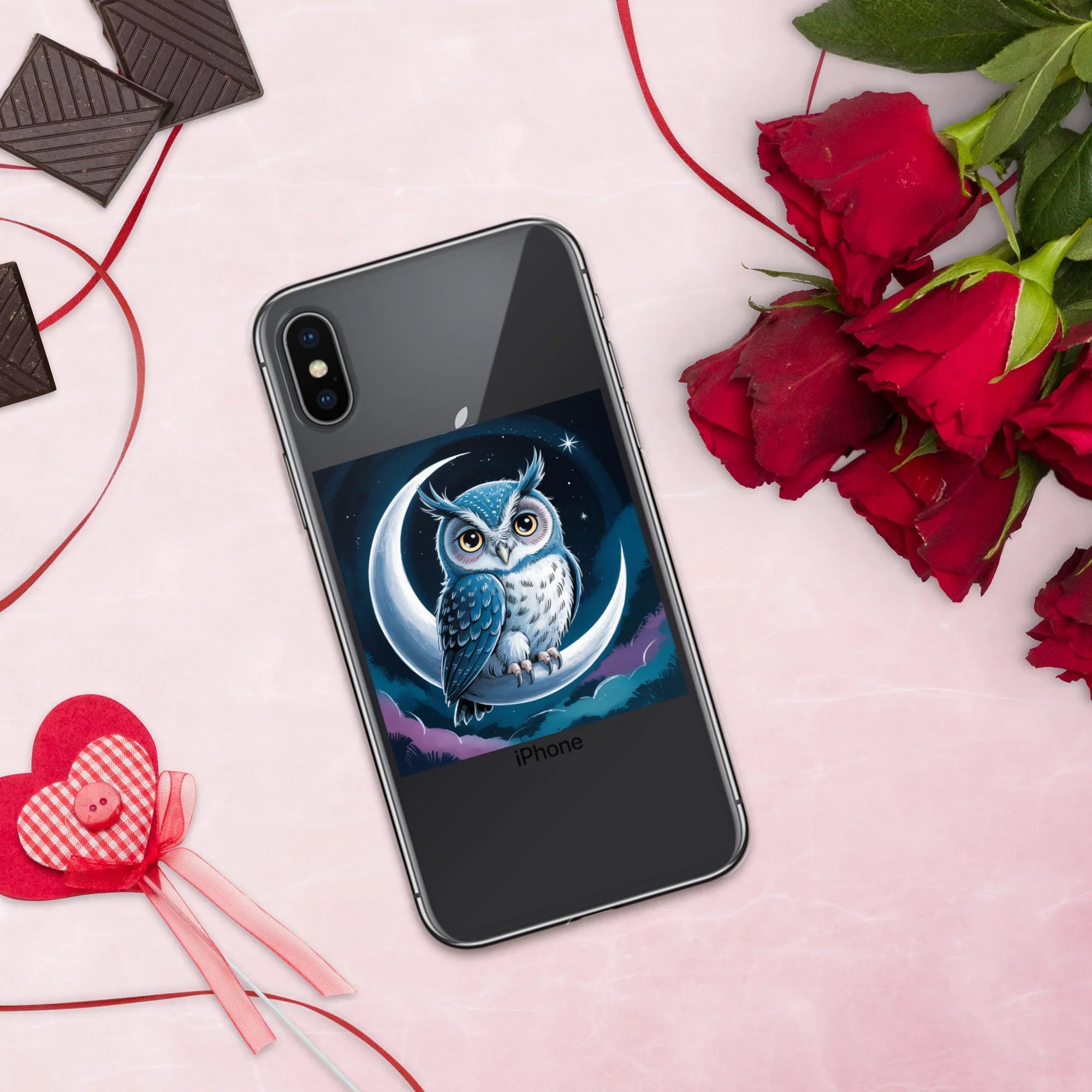 Owl on Crescent Moon Phone Case – Celestial Night Sky Design | Fantasy Animal & Starry Aesthetic - RaZits