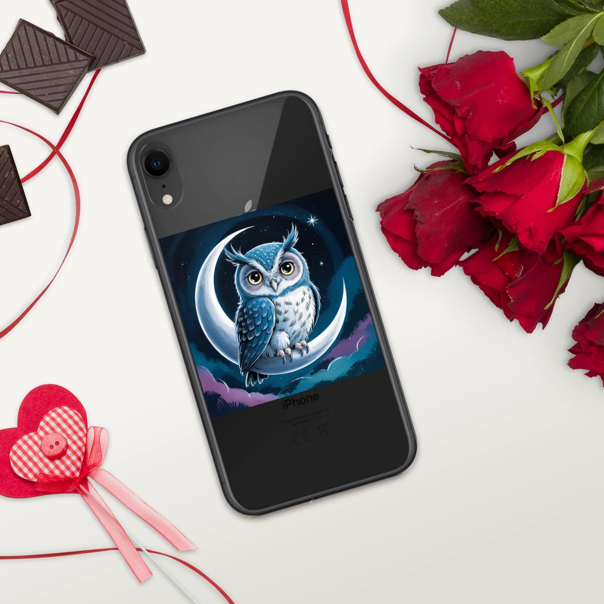 Owl on Crescent Moon Phone Case – Celestial Night Sky Design | Fantasy Animal & Starry Aesthetic - RaZits