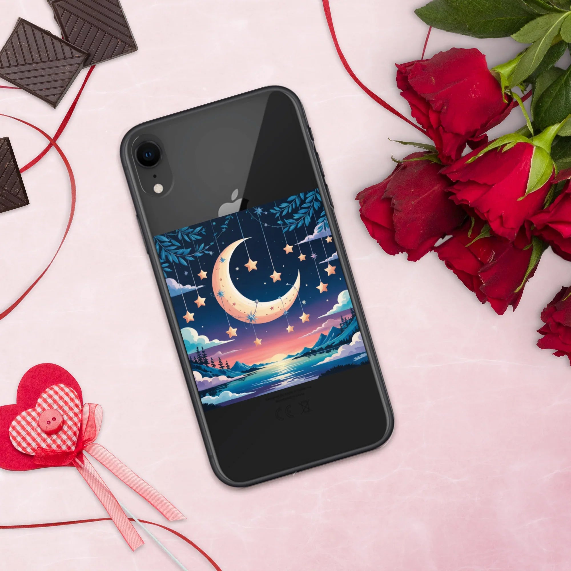 Celestial Moon & Stars Phone Case – Dreamy Night Sky with Crescent Moon | Fantasy Twilight Aesthetic - RaZits