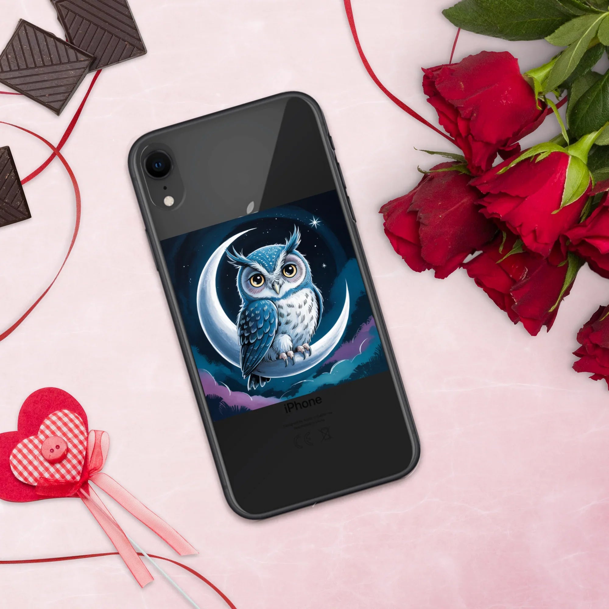 Owl on Crescent Moon Phone Case – Celestial Night Sky Design | Fantasy Animal & Starry Aesthetic - RaZits