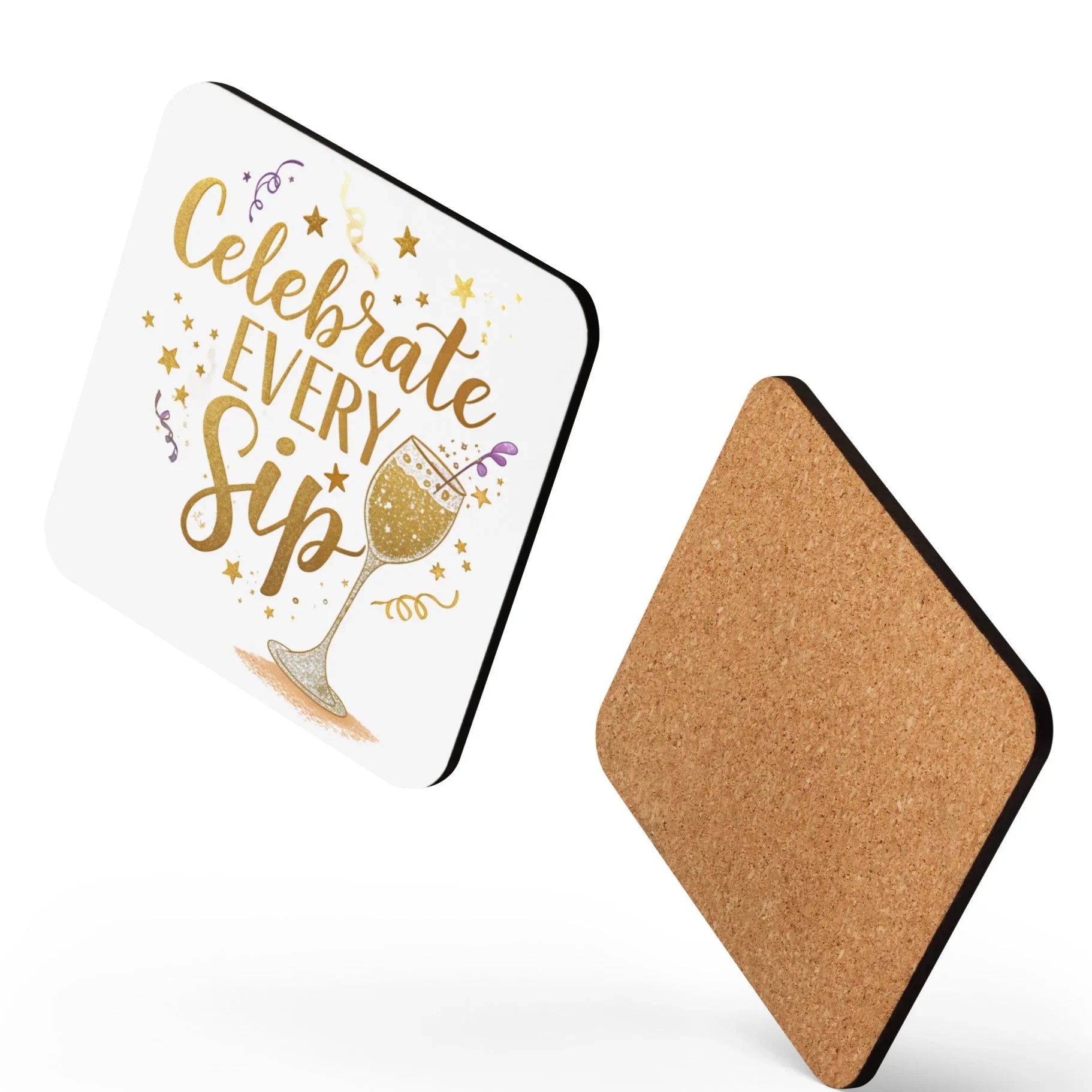 Celebrate Every Sip (Gold Sparkle Version) Coaster - RaZits