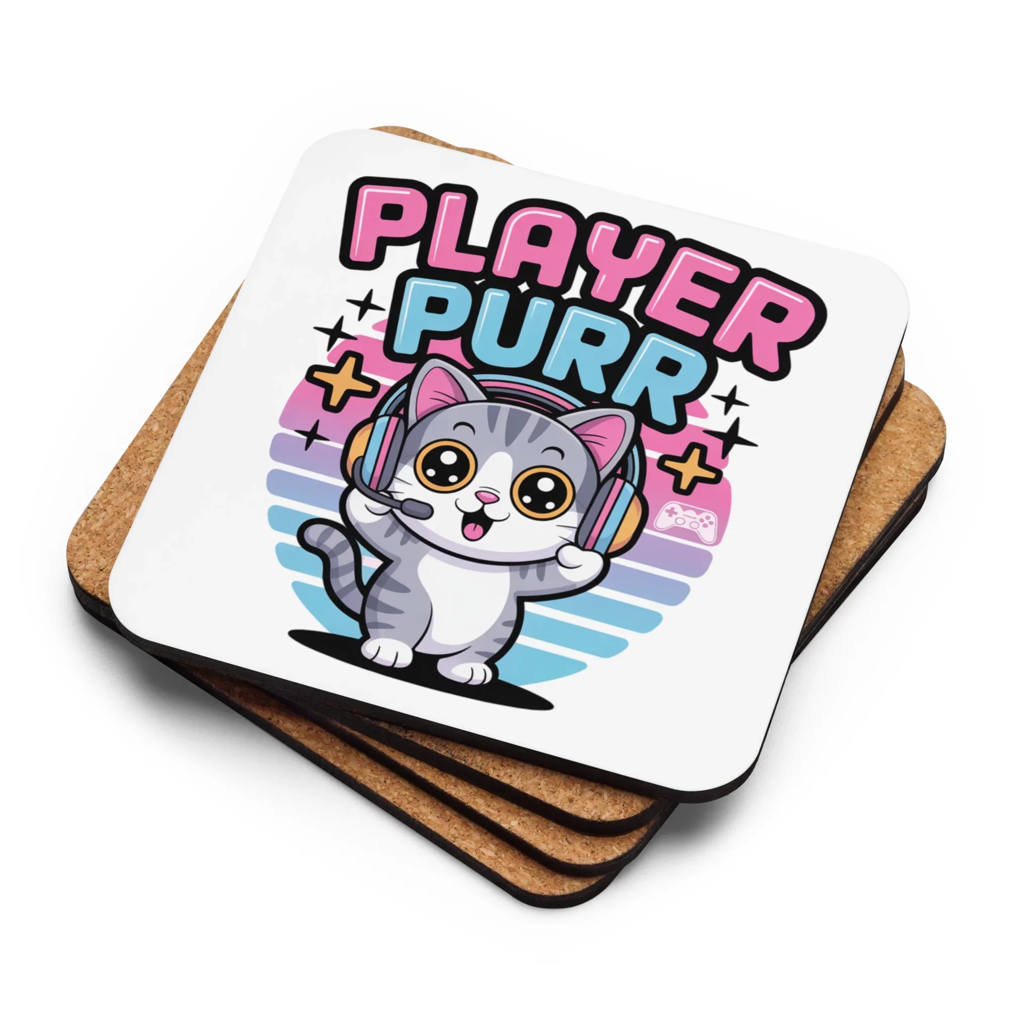 Player Purr Cat Gaming Coaster – Cute Cat Accessories for Gamer Setups - RaZits