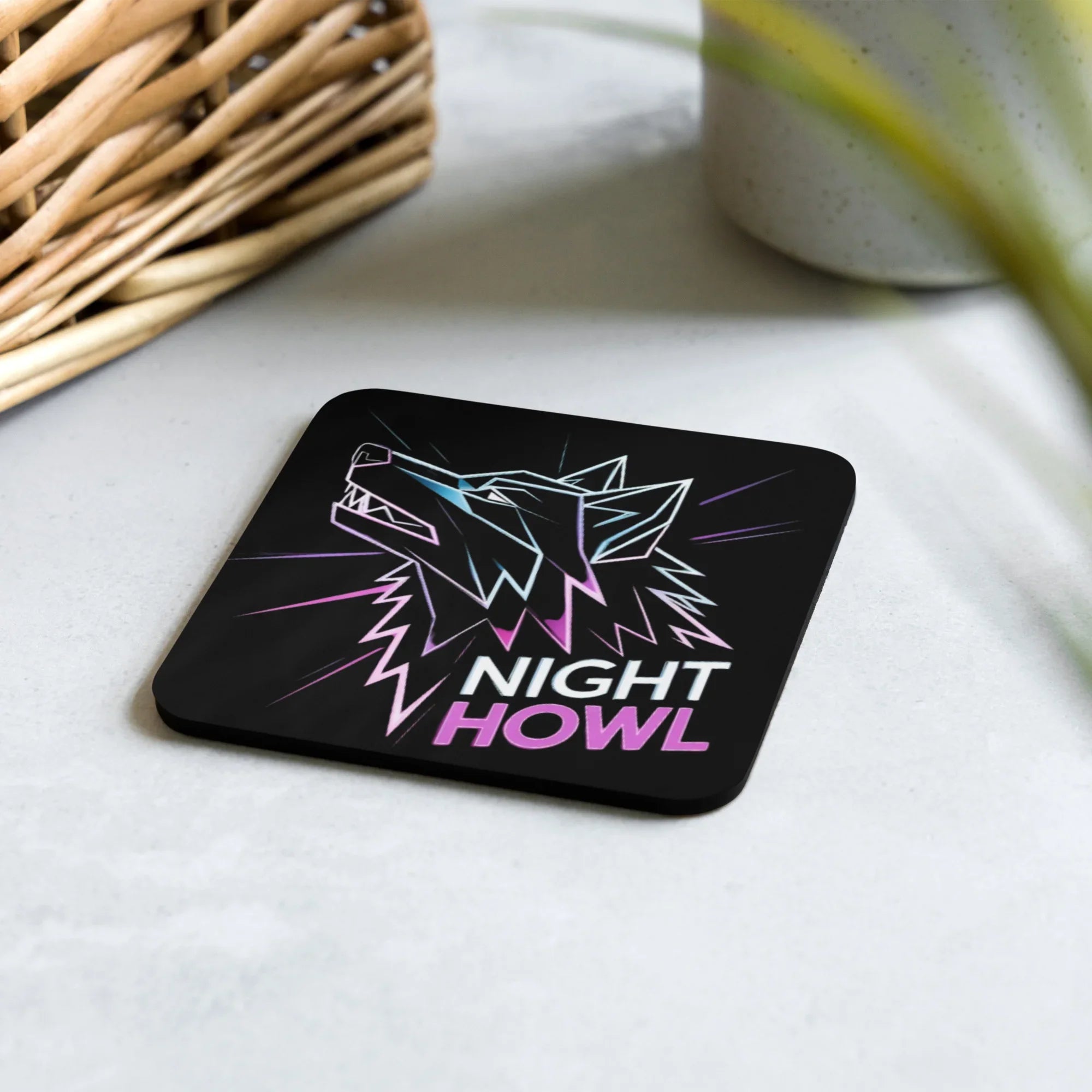 Night Howl Neon Wolf Coasters – Gaming Room Neon Decor - RaZits
