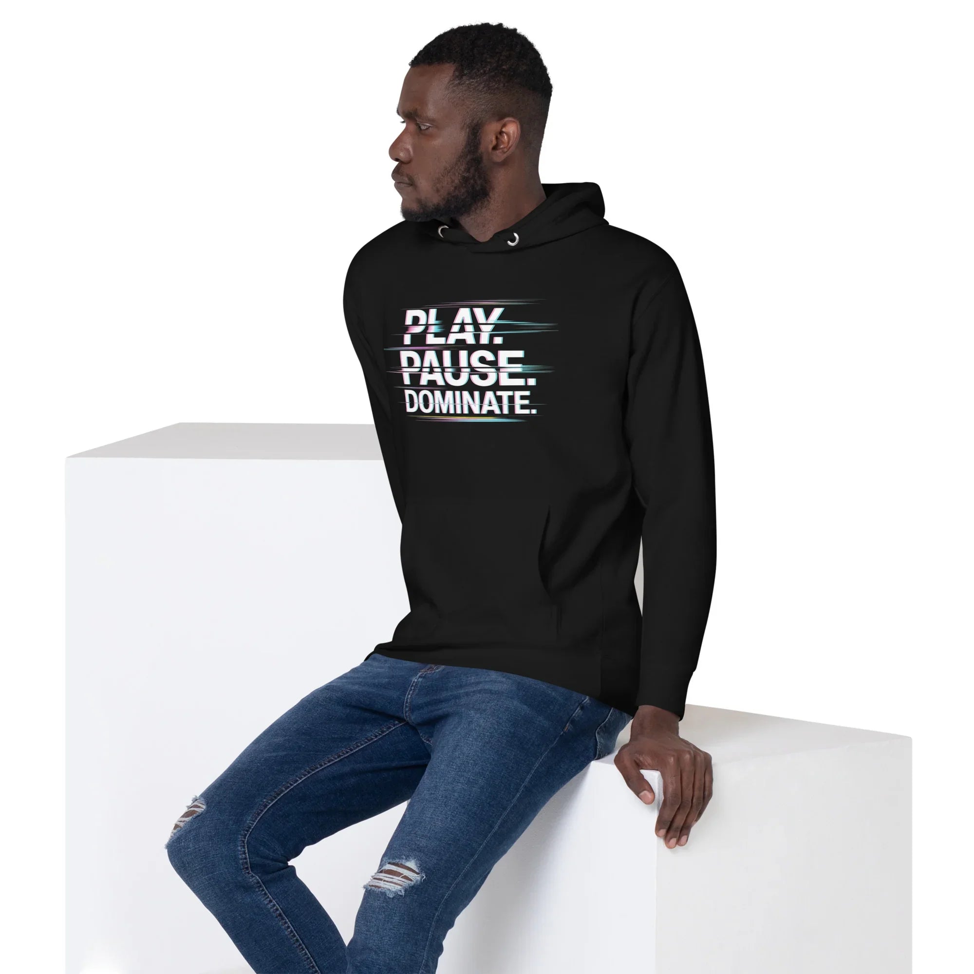 Play Pause Dominate Hoodie – Glitch Gaming Hoodie for Esports Players - RaZits