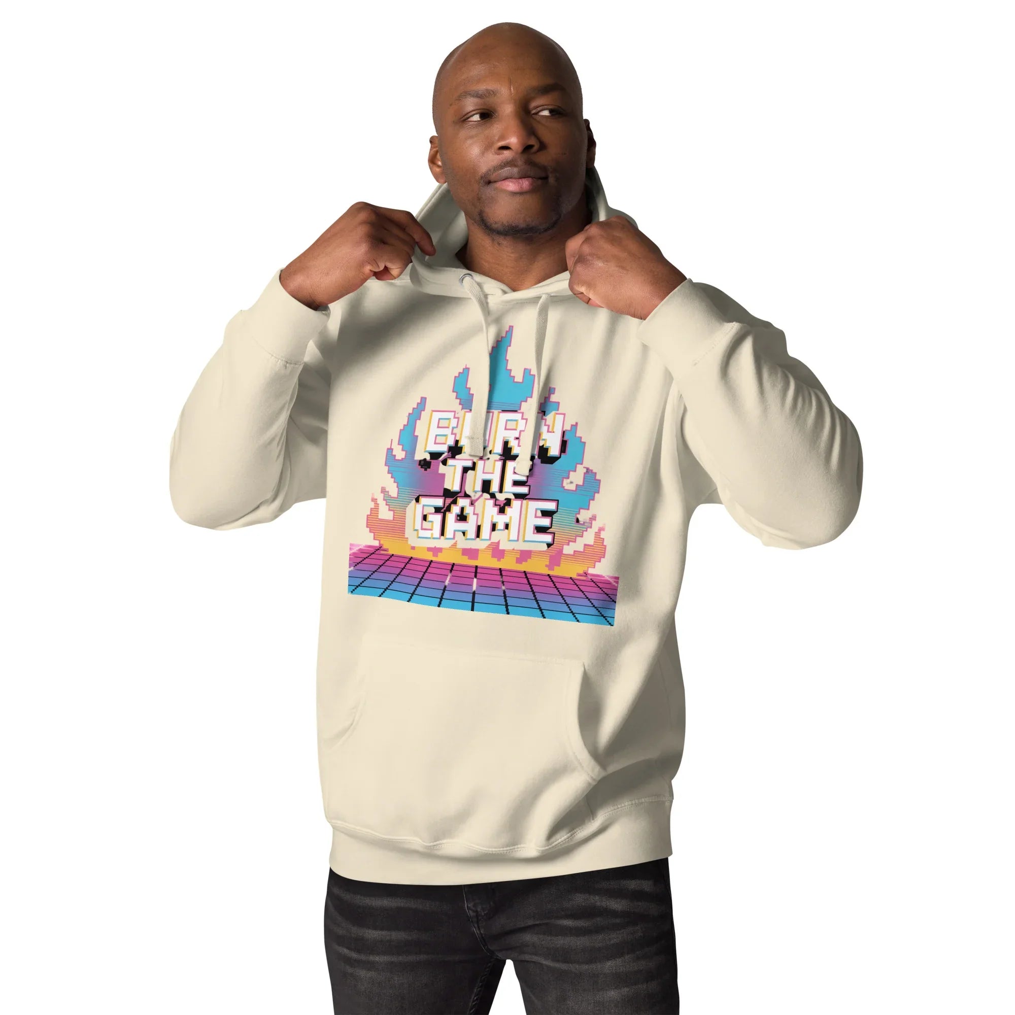 Burn The Game Hoodie – Retro Gaming Hoodie with Pixel Flame Arcade Design - RaZits