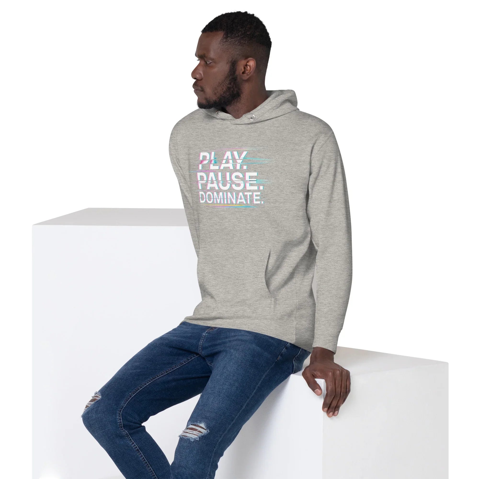 Play Pause Dominate Hoodie – Glitch Gaming Hoodie for Esports Players - RaZits