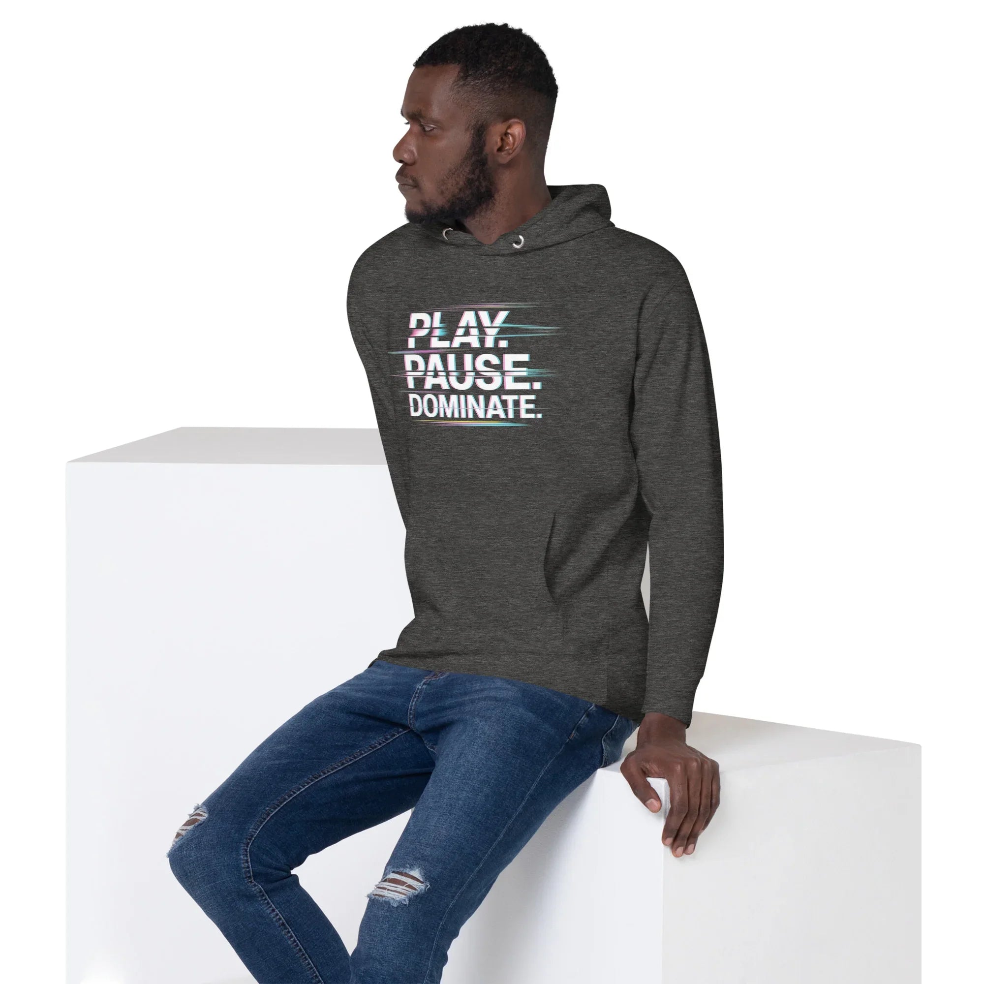 Play Pause Dominate Hoodie – Glitch Gaming Hoodie for Esports Players - RaZits