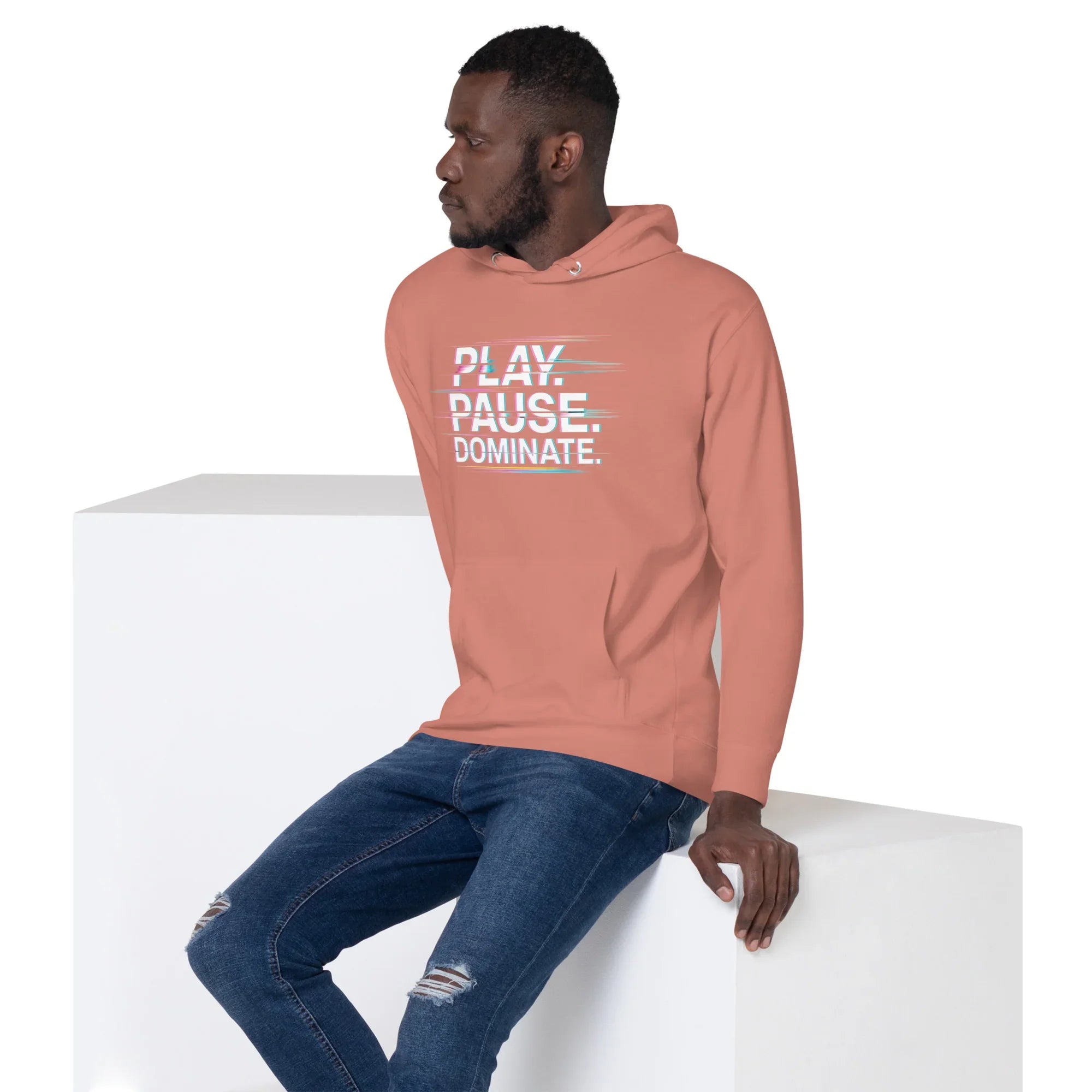 Play Pause Dominate Hoodie – Glitch Gaming Hoodie for Esports Players - RaZits