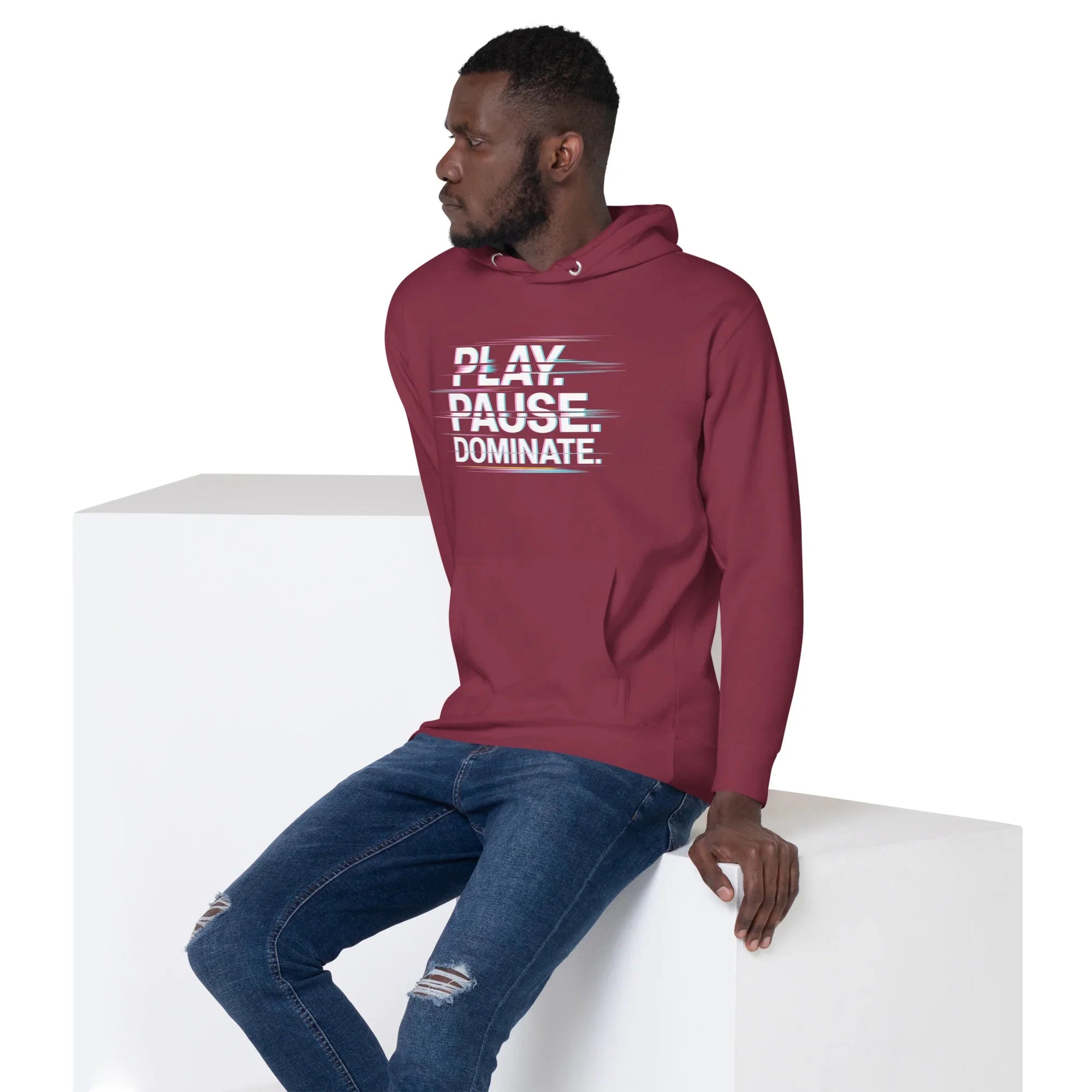 Play Pause Dominate Hoodie – Glitch Gaming Hoodie for Esports Players - RaZits