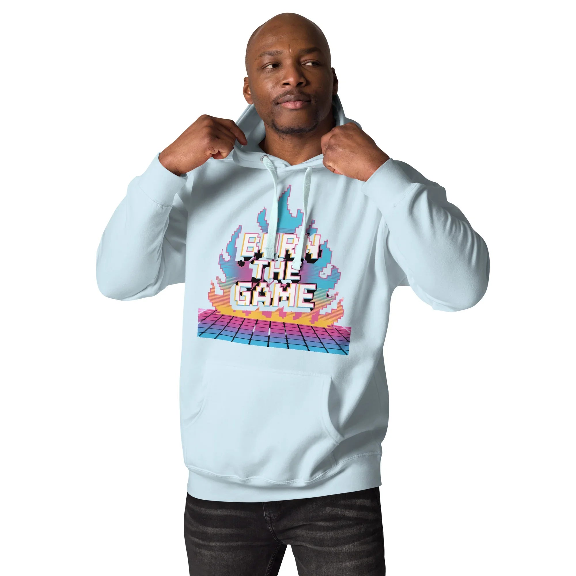 Burn The Game Hoodie – Retro Gaming Hoodie with Pixel Flame Arcade Design - RaZits