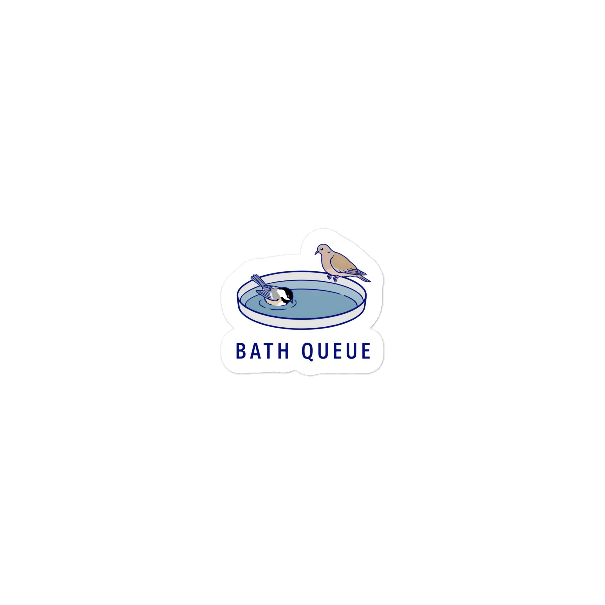 Bath Queue bird sticker at the 2-inch size