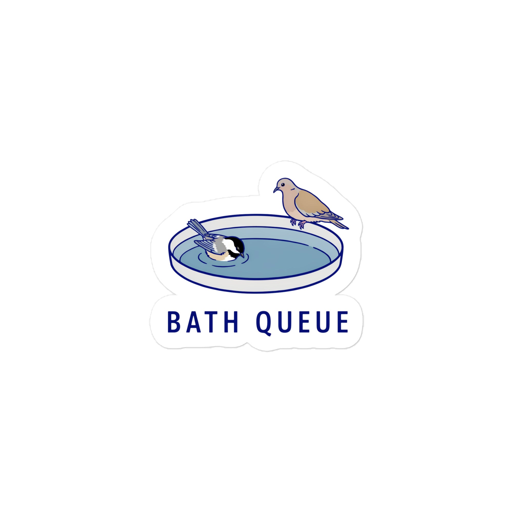 Bath Queue bird sticker at the 3-inch size