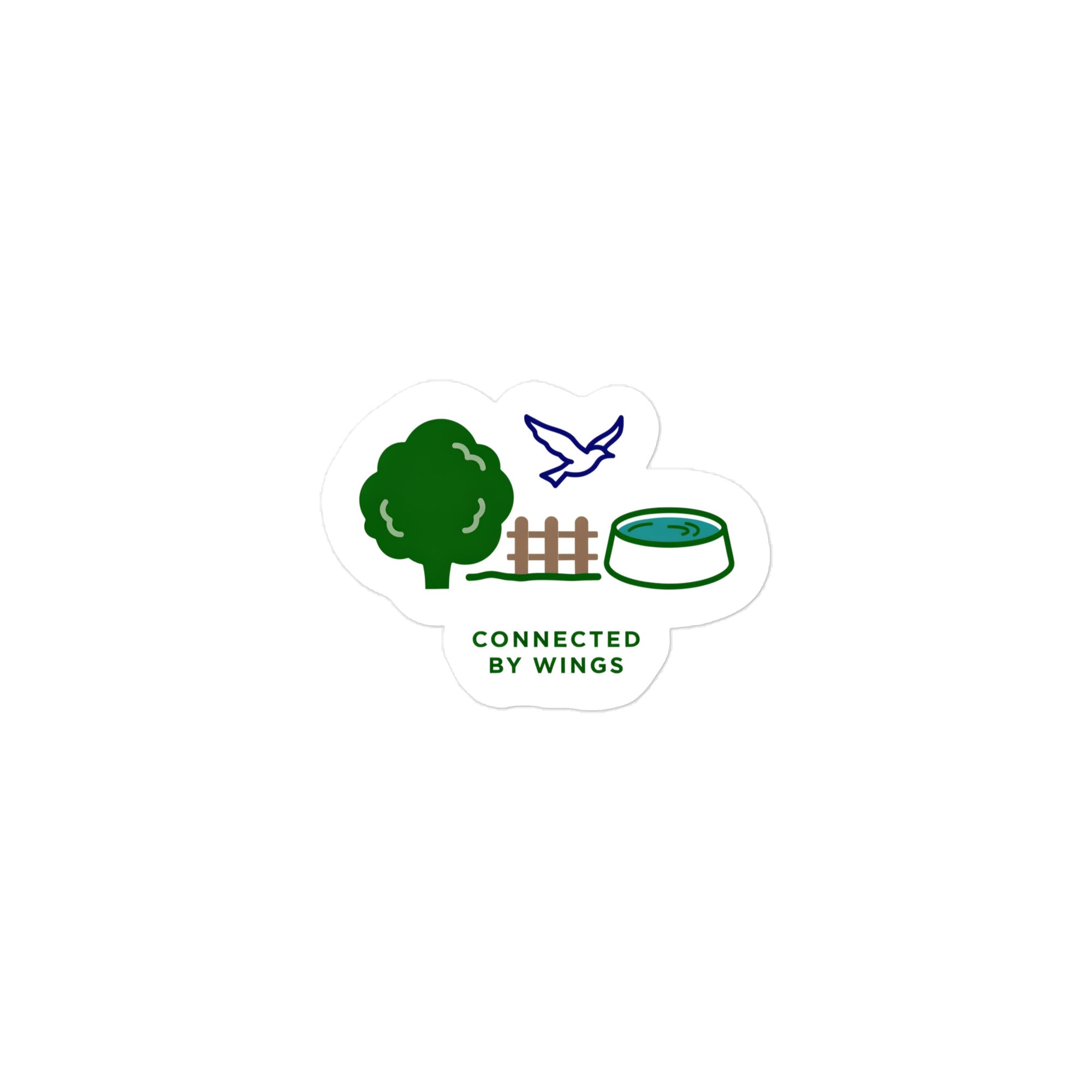 Connected by Wings bird lover sticker at the 3-inch size