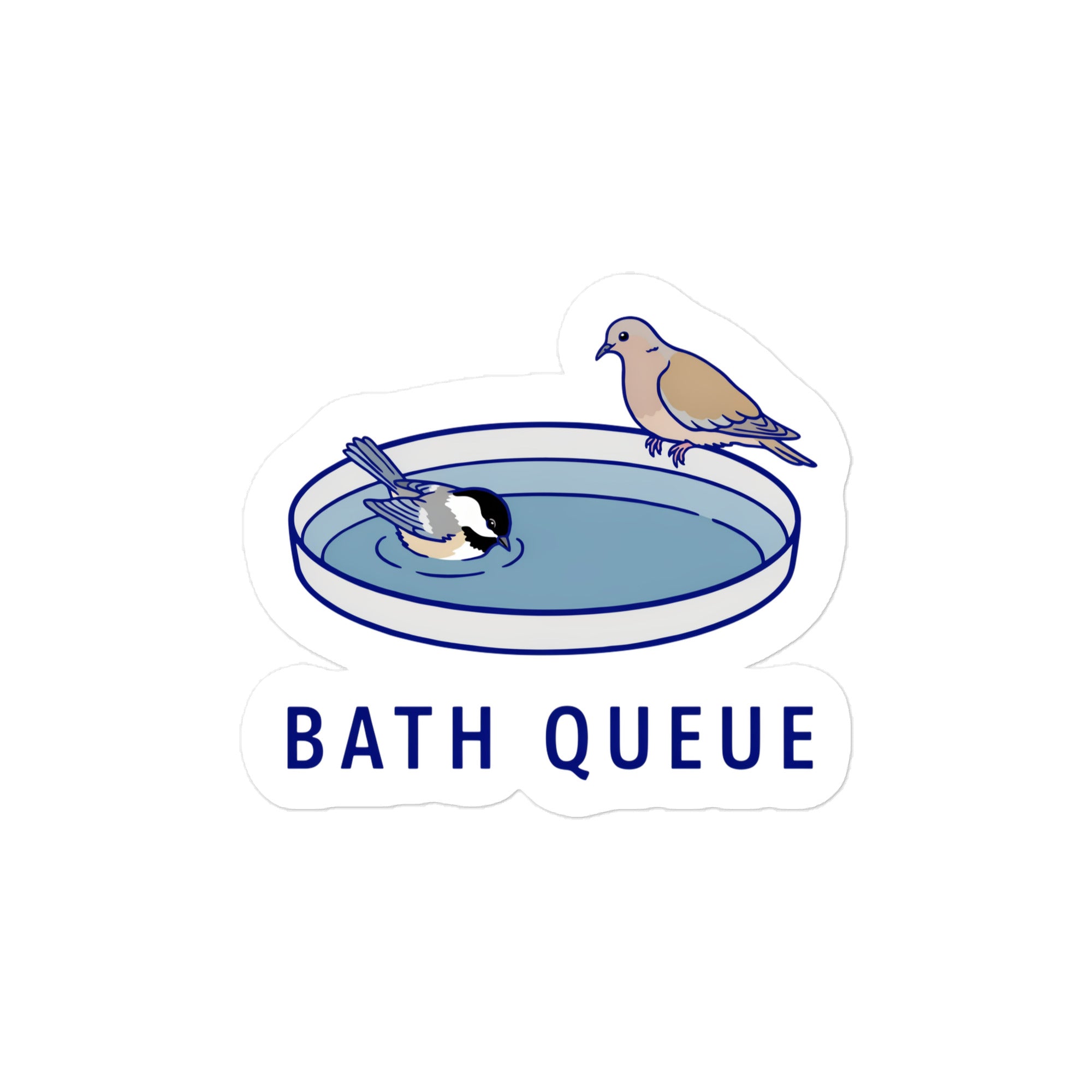 Bath Queue bird sticker at the 4-inch size