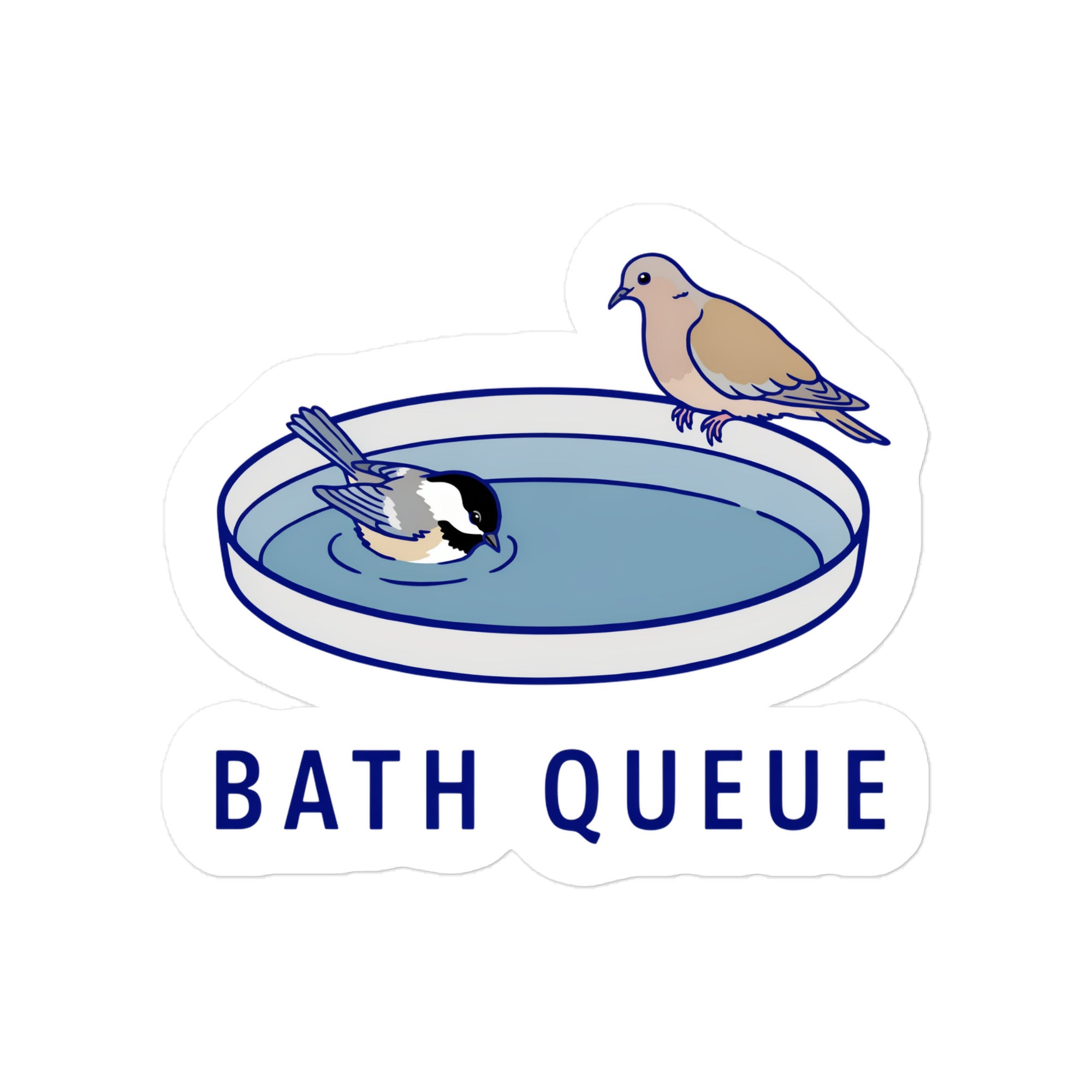 Bath Queue bird sticker at the 5-inch size