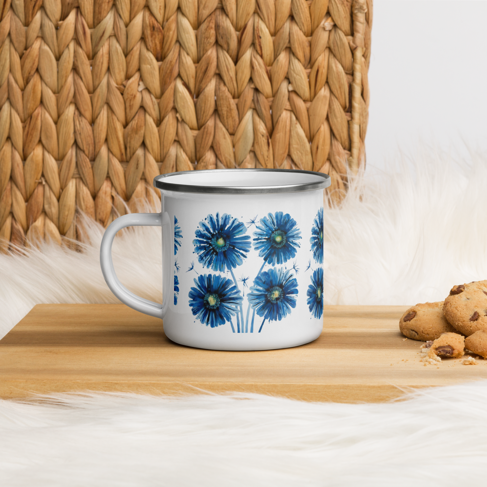 Vintage Flower Print Enamel Mug – Floral Camping Cup for Tea & Coffee Lovers.