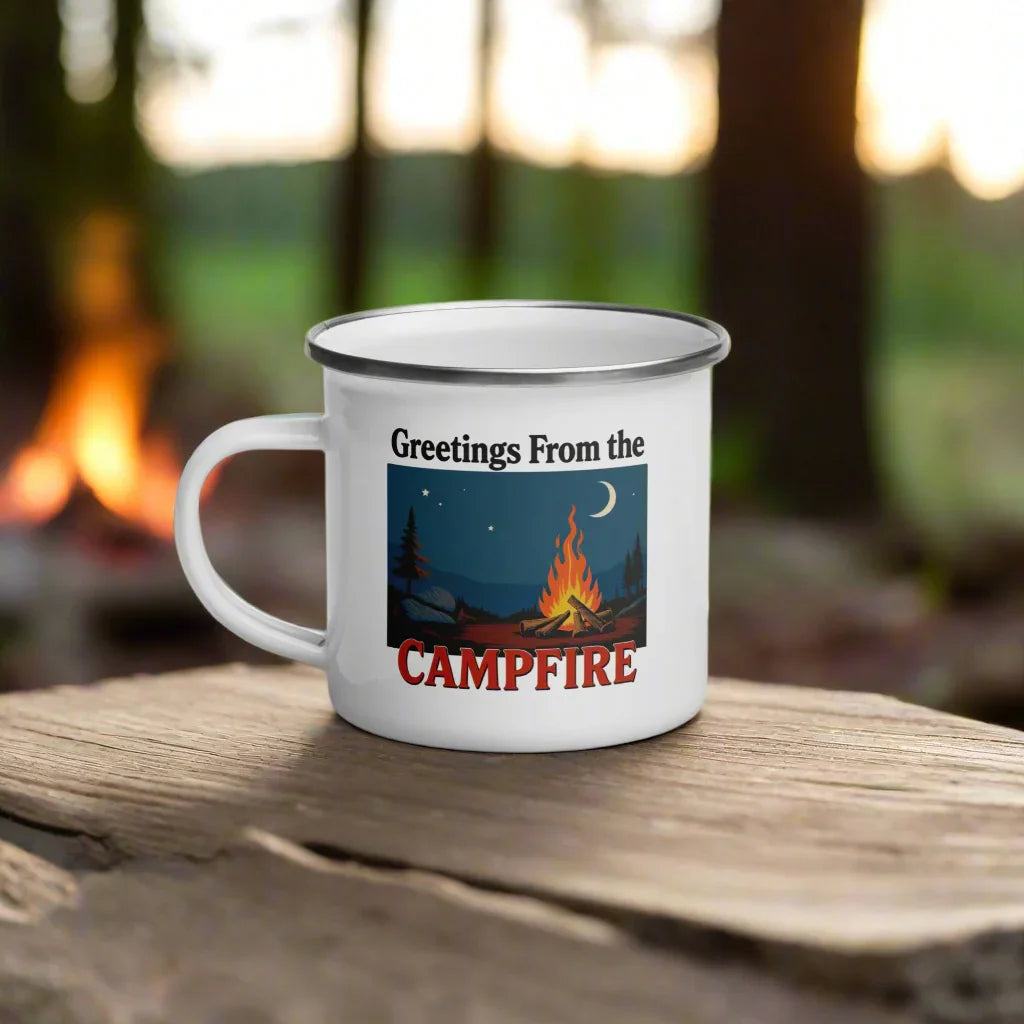Greetings From the Campfire – Retro Enamel Mug - RaZits