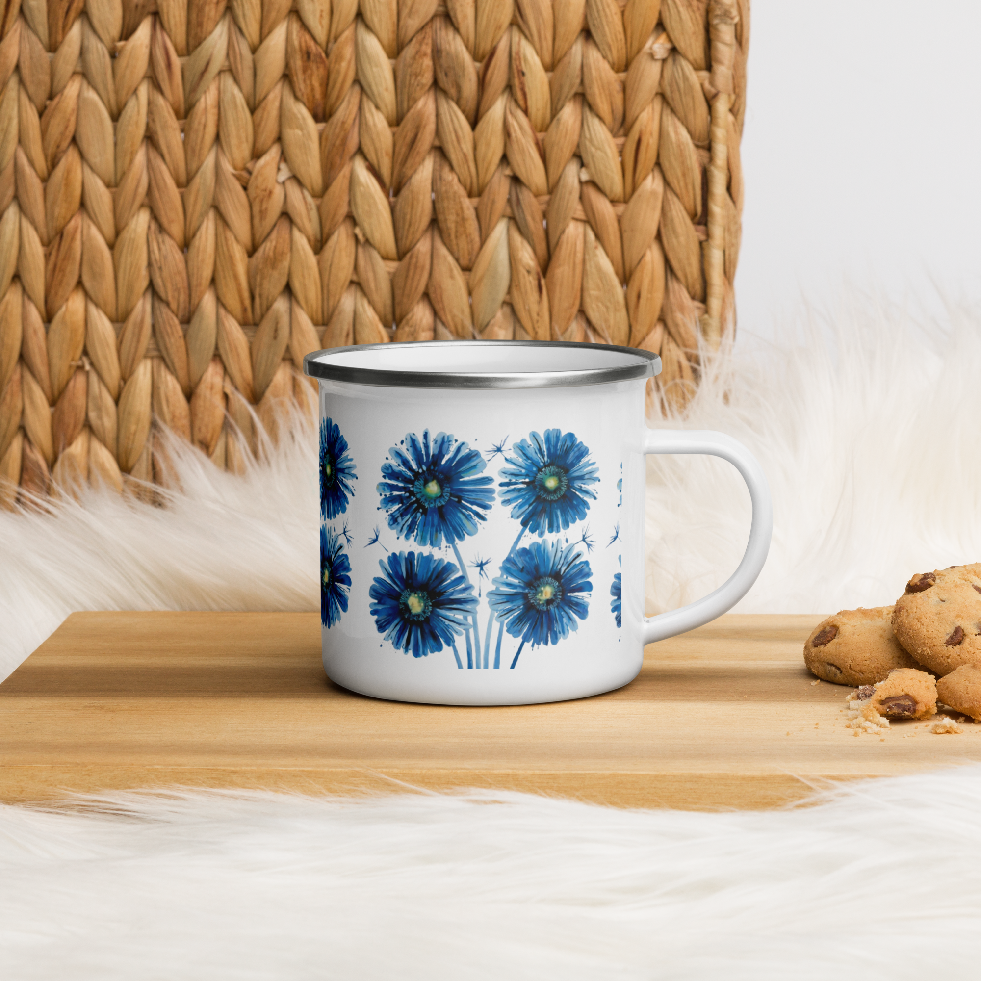 Vintage Flower Print Enamel Mug – Floral Camping Cup for Tea & Coffee Lovers.