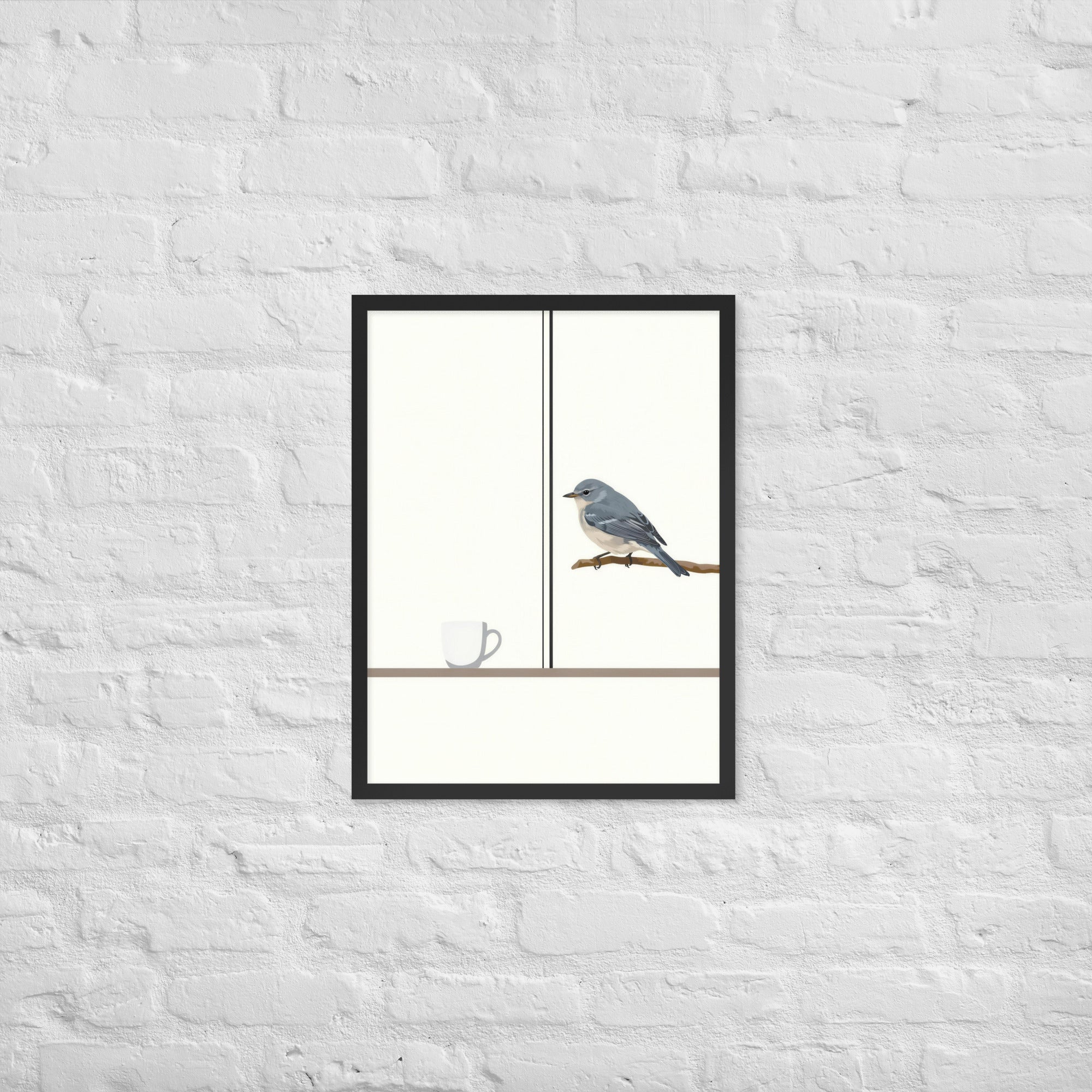 First Light, Familiar Wings framed bird wall art in the 18x24 black frame
