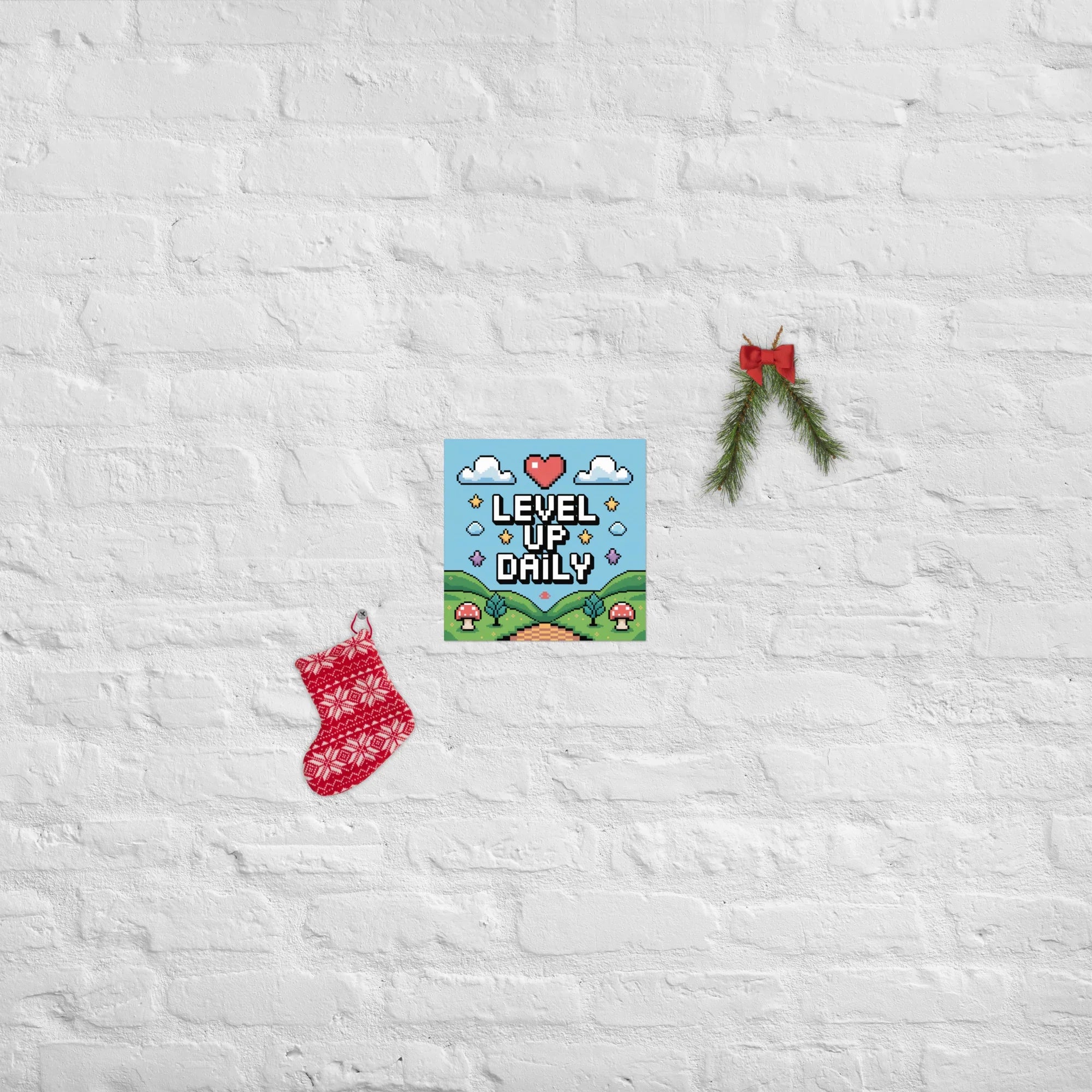 Level Up Daily – Pixel Art Motivational Gaming Poster for Retro Lovers - RaZits