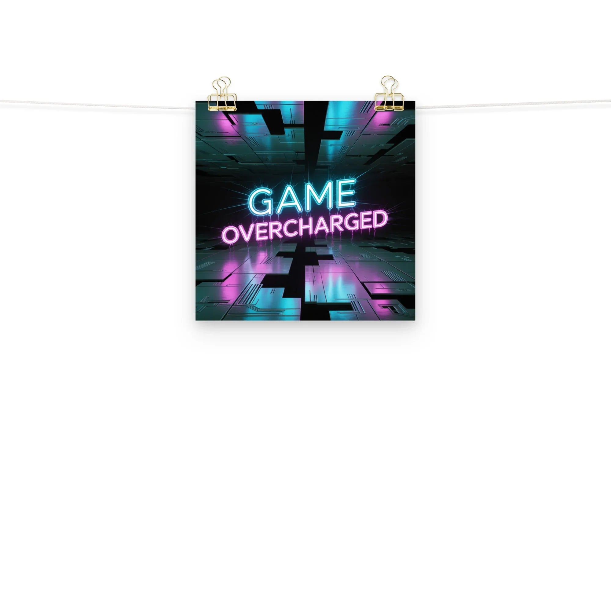 Game Overcharged – Neon Cyberpunk Gamer Art for RGB Esports Rooms - RaZits