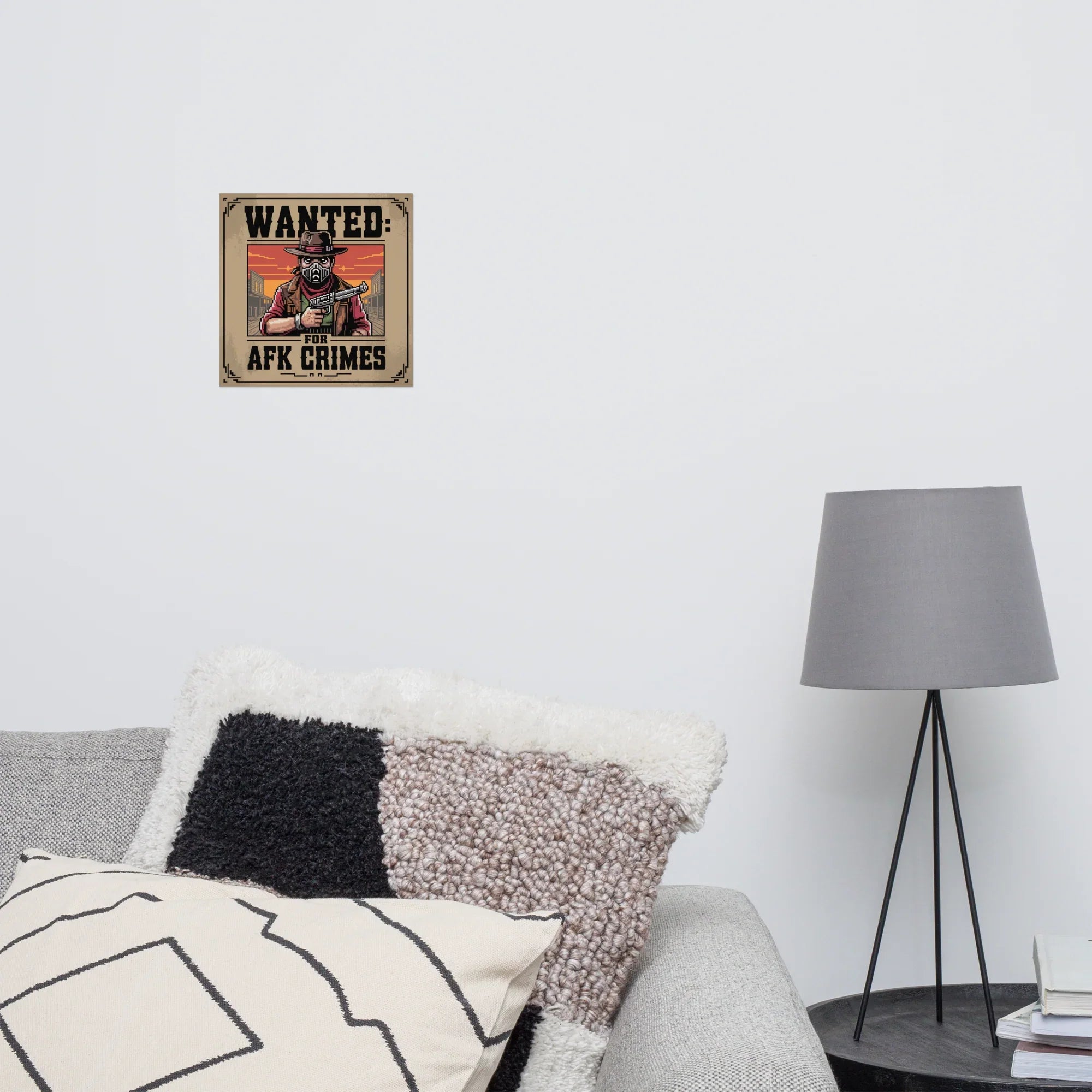 AFK Crimes Wanted Poster – Pixel Cowboy Gamer Art Print - RaZits