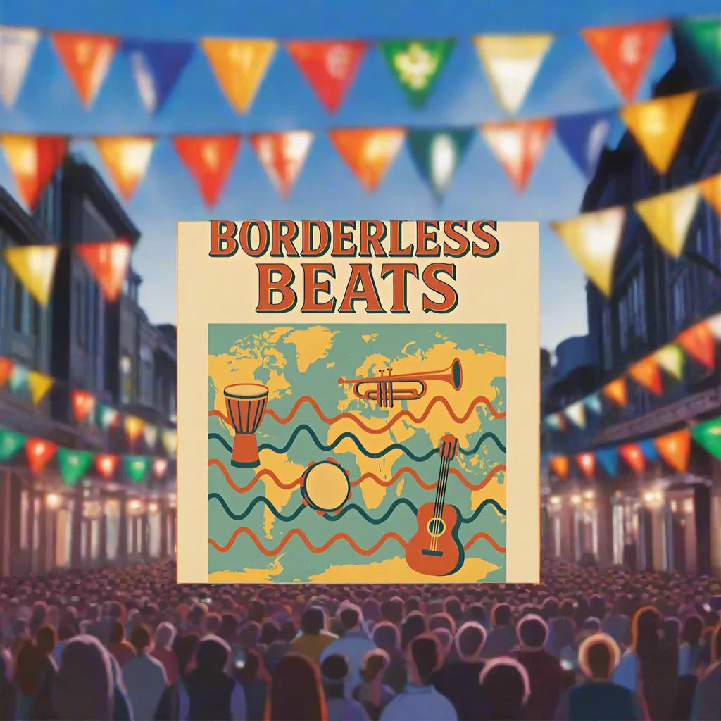 Borderless Beats Poster – World Music Travel Vibe Art - RaZits