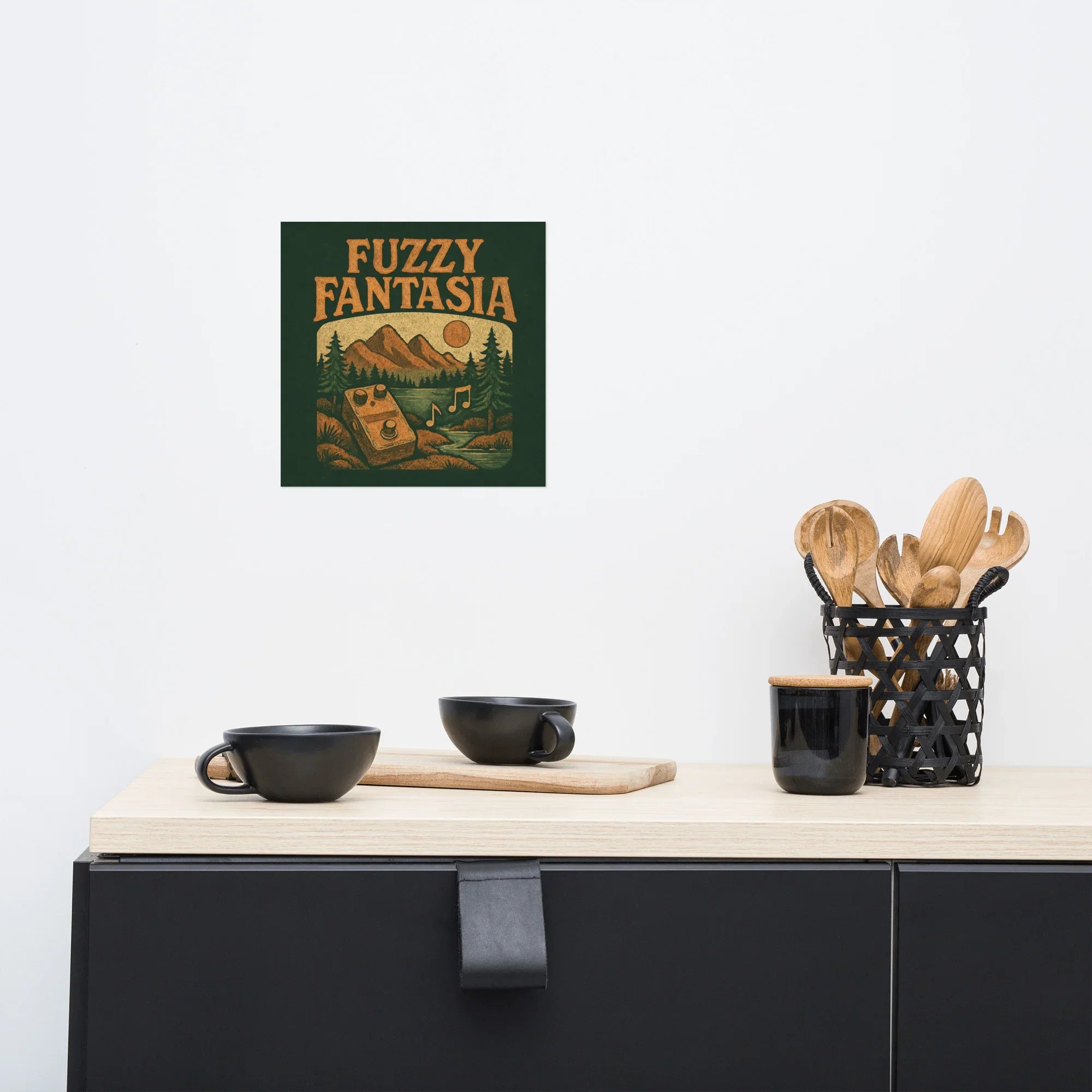 Fuzzy Fantasia Poster – Retro Guitar Pedal Meets Nature Vibes - RaZits