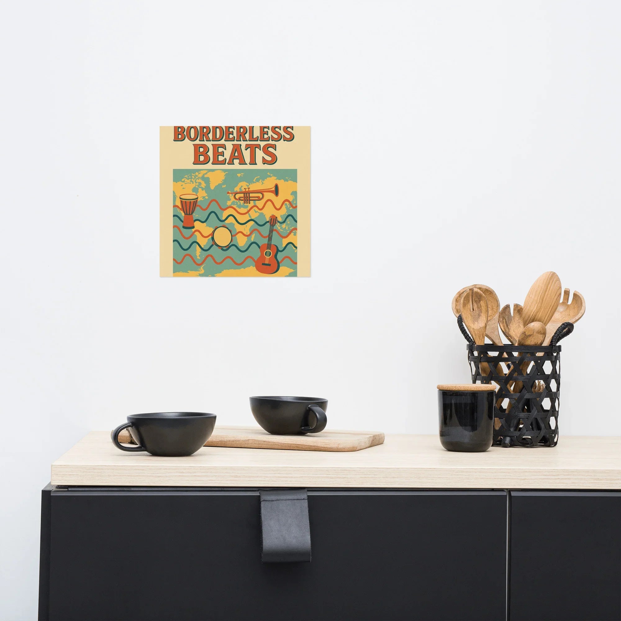 Borderless Beats Poster – World Music Travel Vibe Art - RaZits