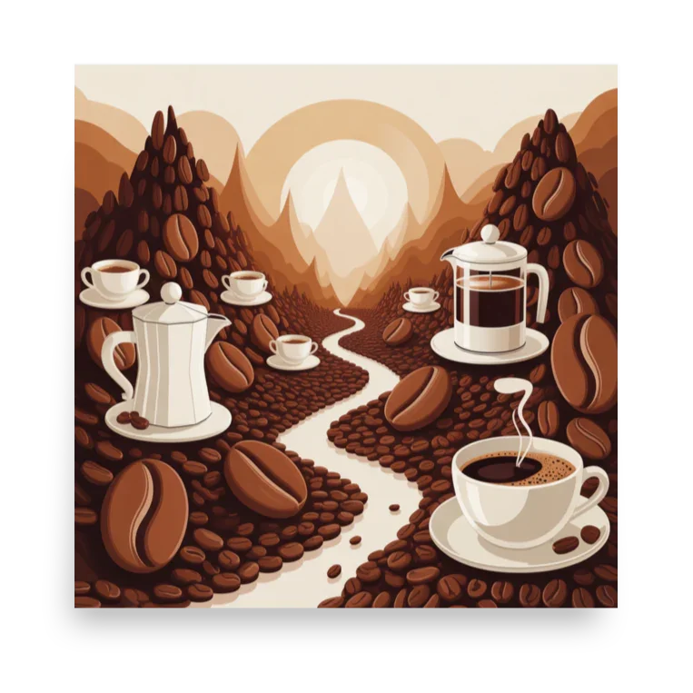 Coffee Valley Wall Art – Surreal Coffee Landscape - RaZits