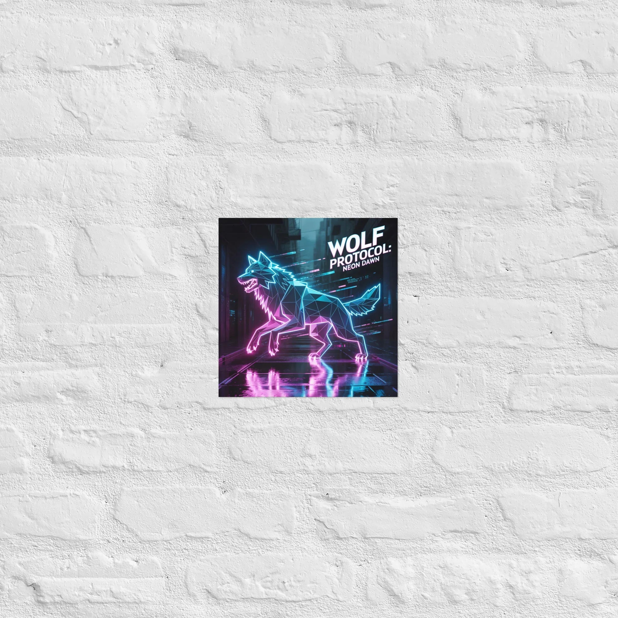 Wolf Protocol: Neon Dawn – Cyberpunk Wolf Art for Futuristic Gamer Decor - RaZits