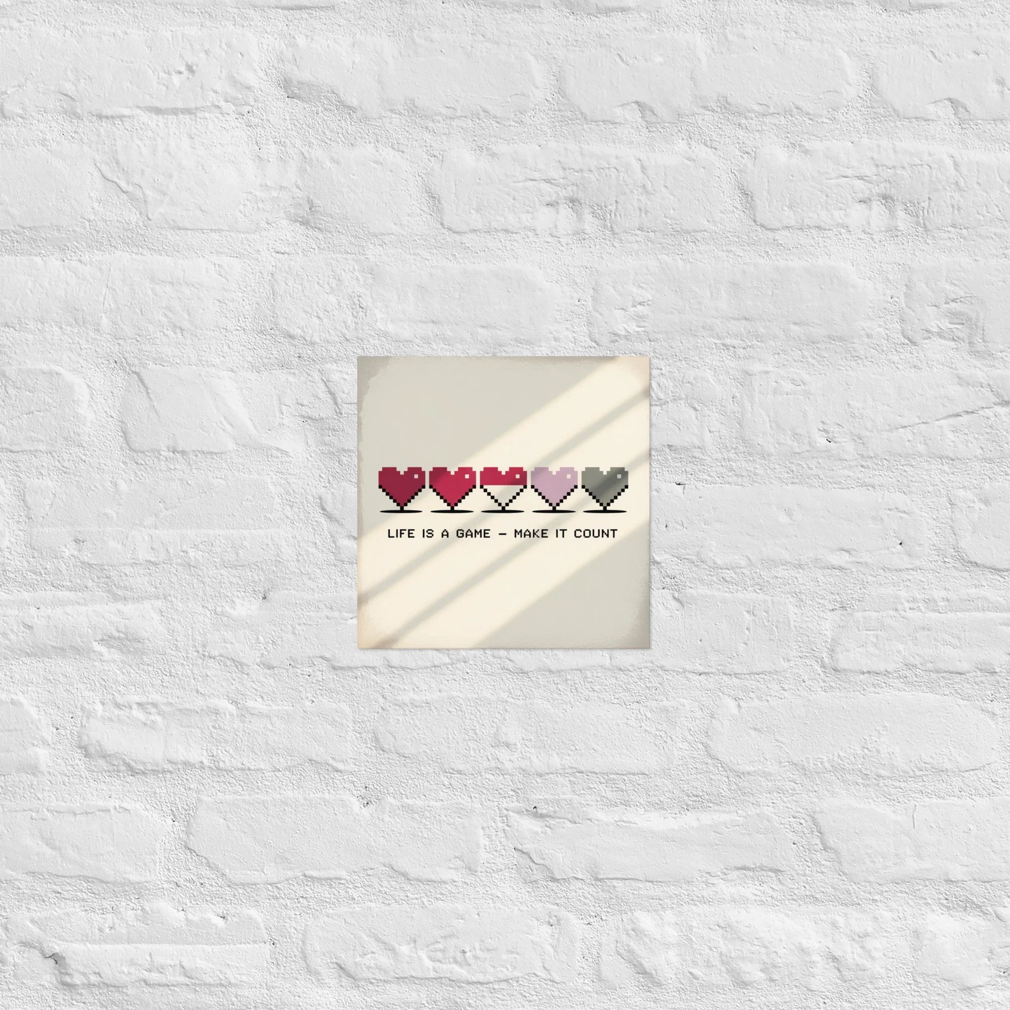 Life is a Game – Pixel Heart Motivational Gamer Wall Art - RaZits