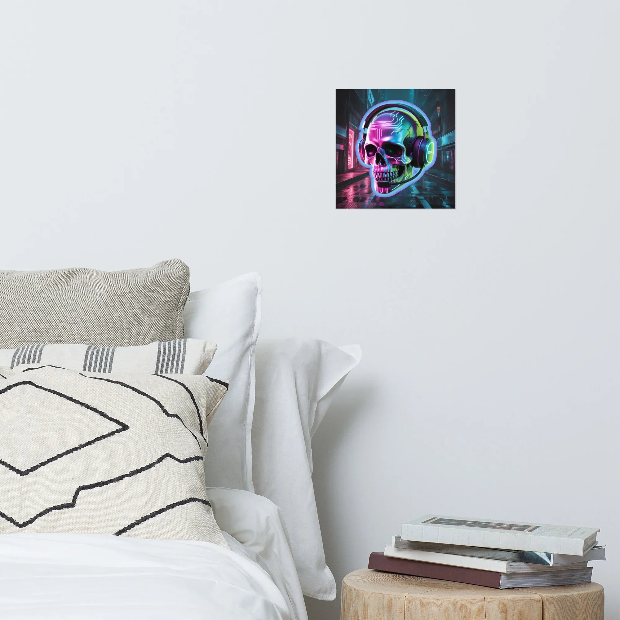 Cyberpunk Skull RGB Gamer Art – Futuristic Neon Wall Decor for Esports Rooms - RaZits