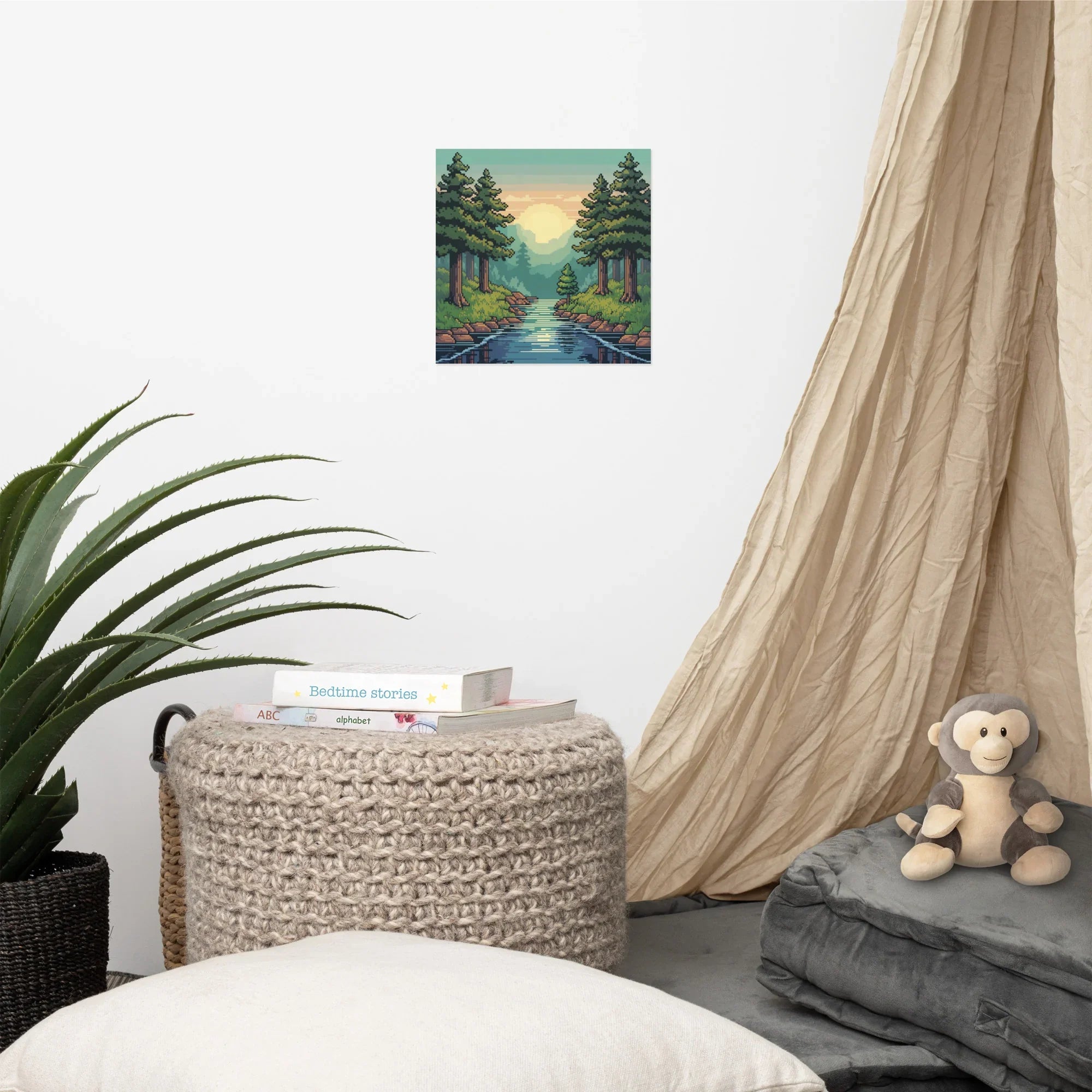 Pixel Art Forest Landscape – Retro Gaming Wall Art for Gamer Rooms - RaZits