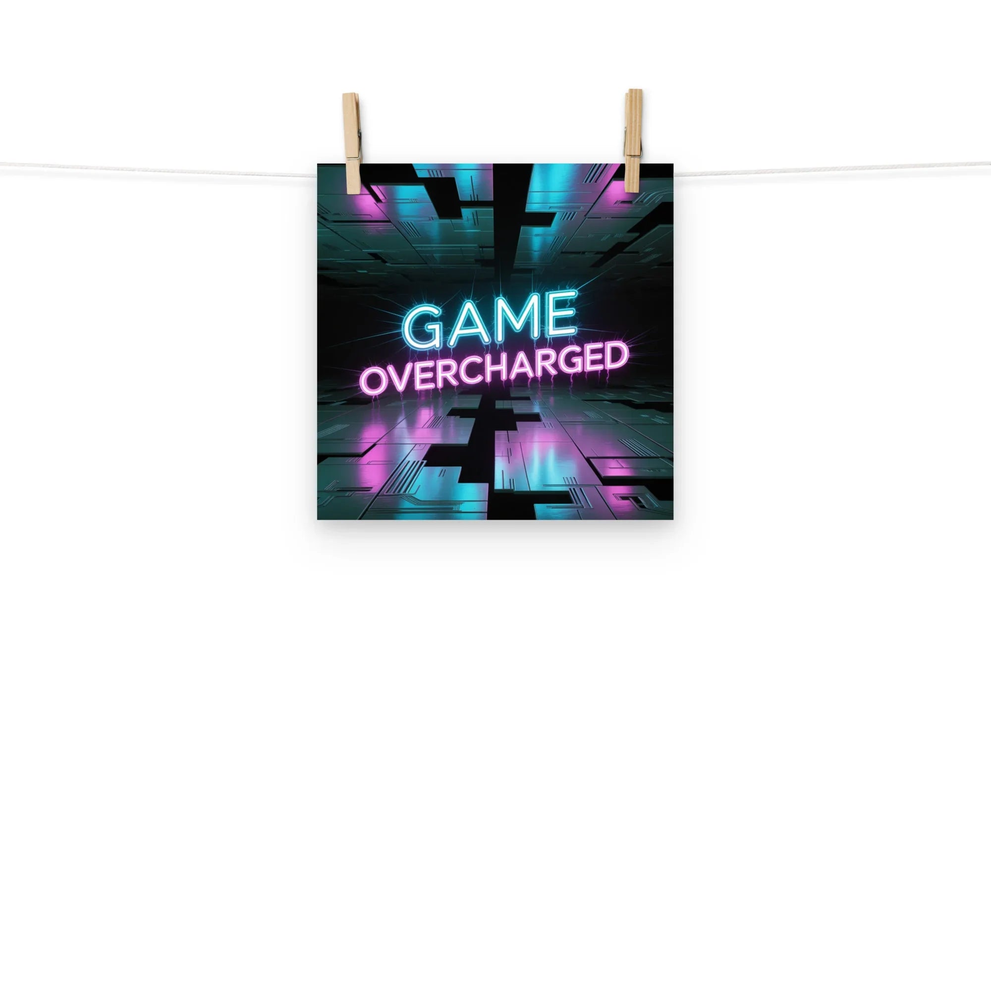 Game Overcharged – Neon Cyberpunk Gamer Art for RGB Esports Rooms - RaZits