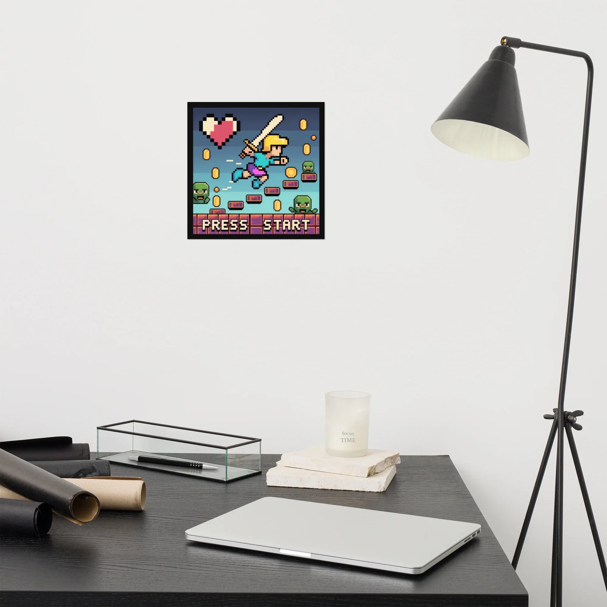 Pixel Art Poster – Press Start 8-Bit Retro Gaming Wall Art for Nostalgic Players - RaZits
