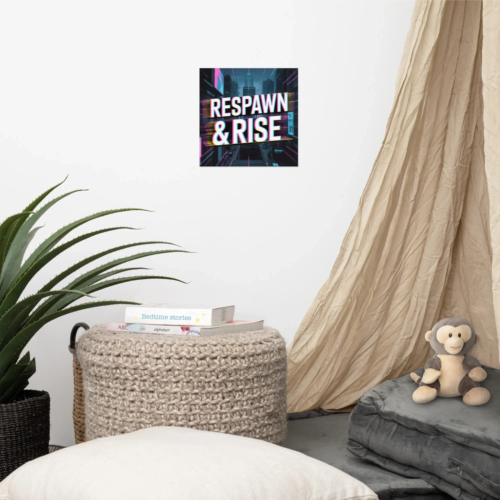 Respawn & Rise – Motivational Cyberpunk Gaming Wall Art for Gamers and Streamers - RaZits