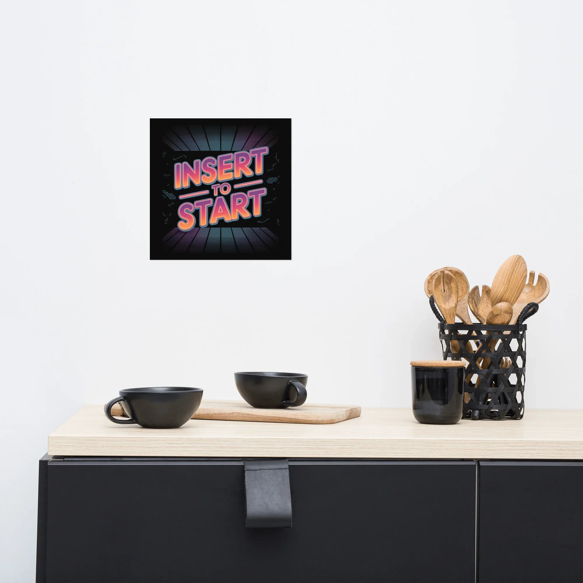 Insert to Start – Retro Neon Arcade Poster - RaZits