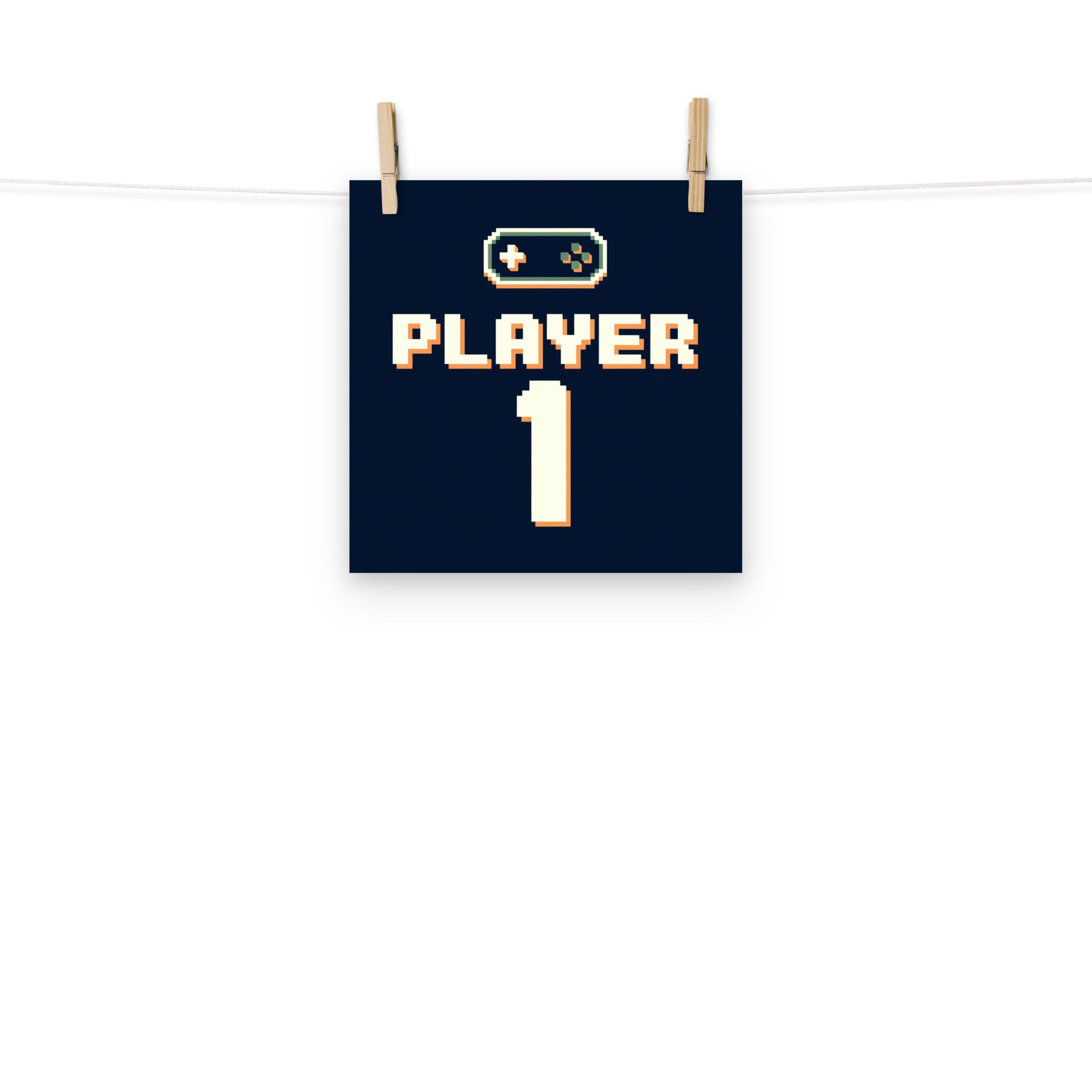 Player One retro gaming claim poster hero shot matte museum-grade print