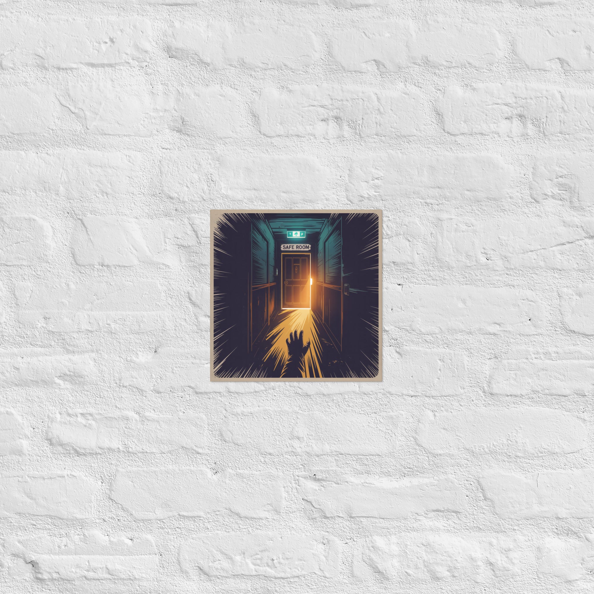 Detail of Behind the Door poster, 10×10 inch
