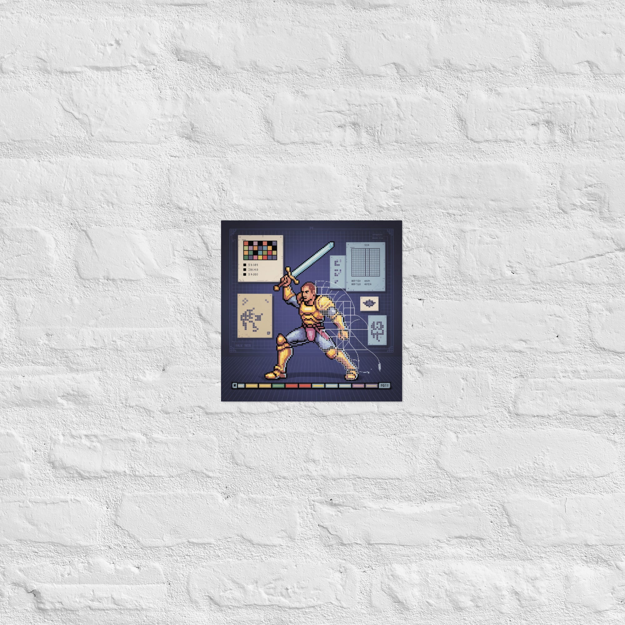 Detail of Hero Deconstructed pixel poster, 10×10 inch