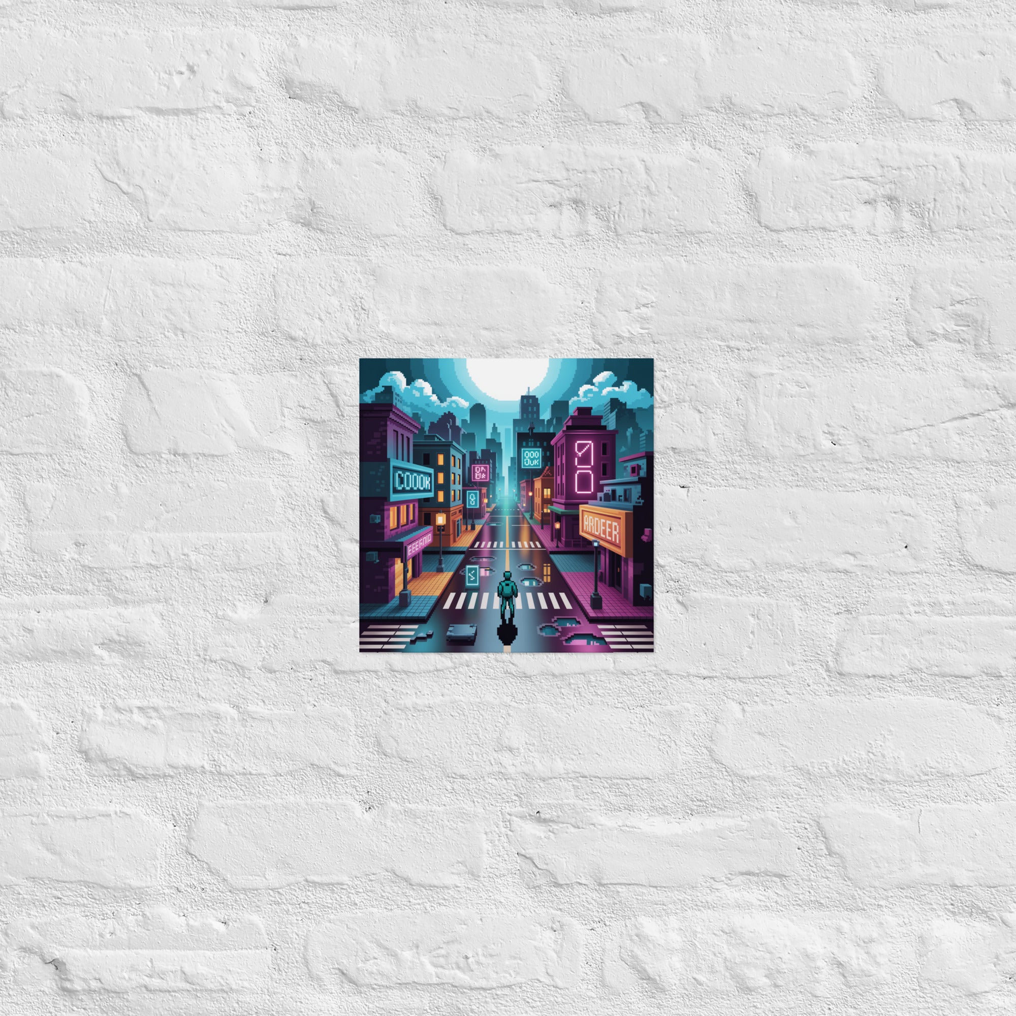 Detail of Ghost in the Grid pixel poster, 10×10 inch