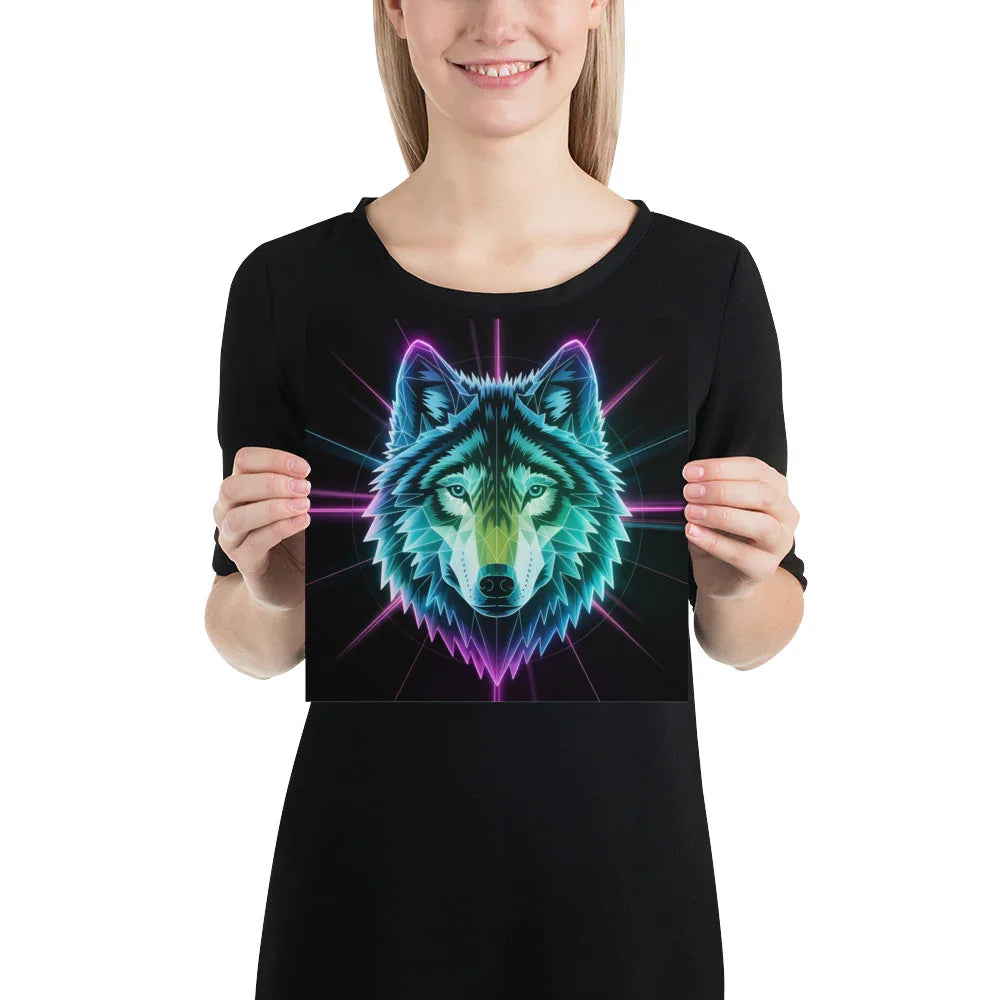 Neon Wolf Poster – Cyberpunk Gaming Wall Art - RaZits