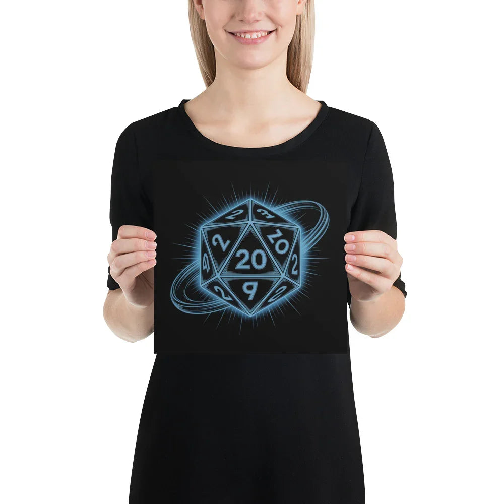 D20 Neon Dice Glow – Tabletop RPG Wall Art for Gaming Rooms - RaZits