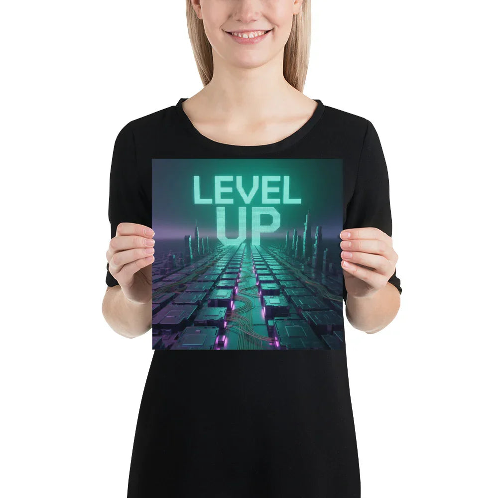 Level Up – Cyber Futuristic Wall Art for Gamers & Tech Lovers - RaZits